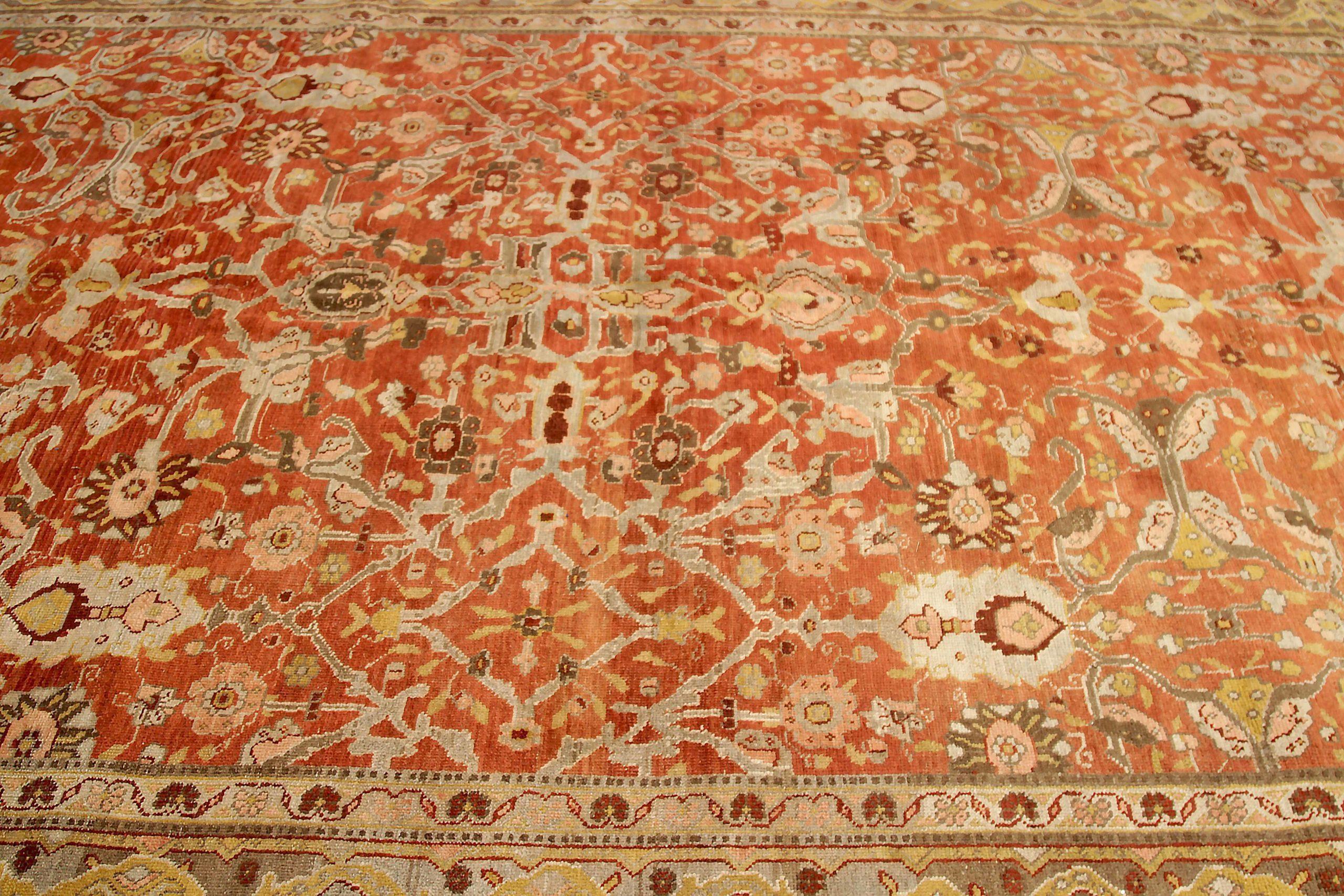 Tapis persans Bijar datant d'environ 1910 - motif en laine rouge jaune - 89698 Excellent état - En vente à Dallas, TX