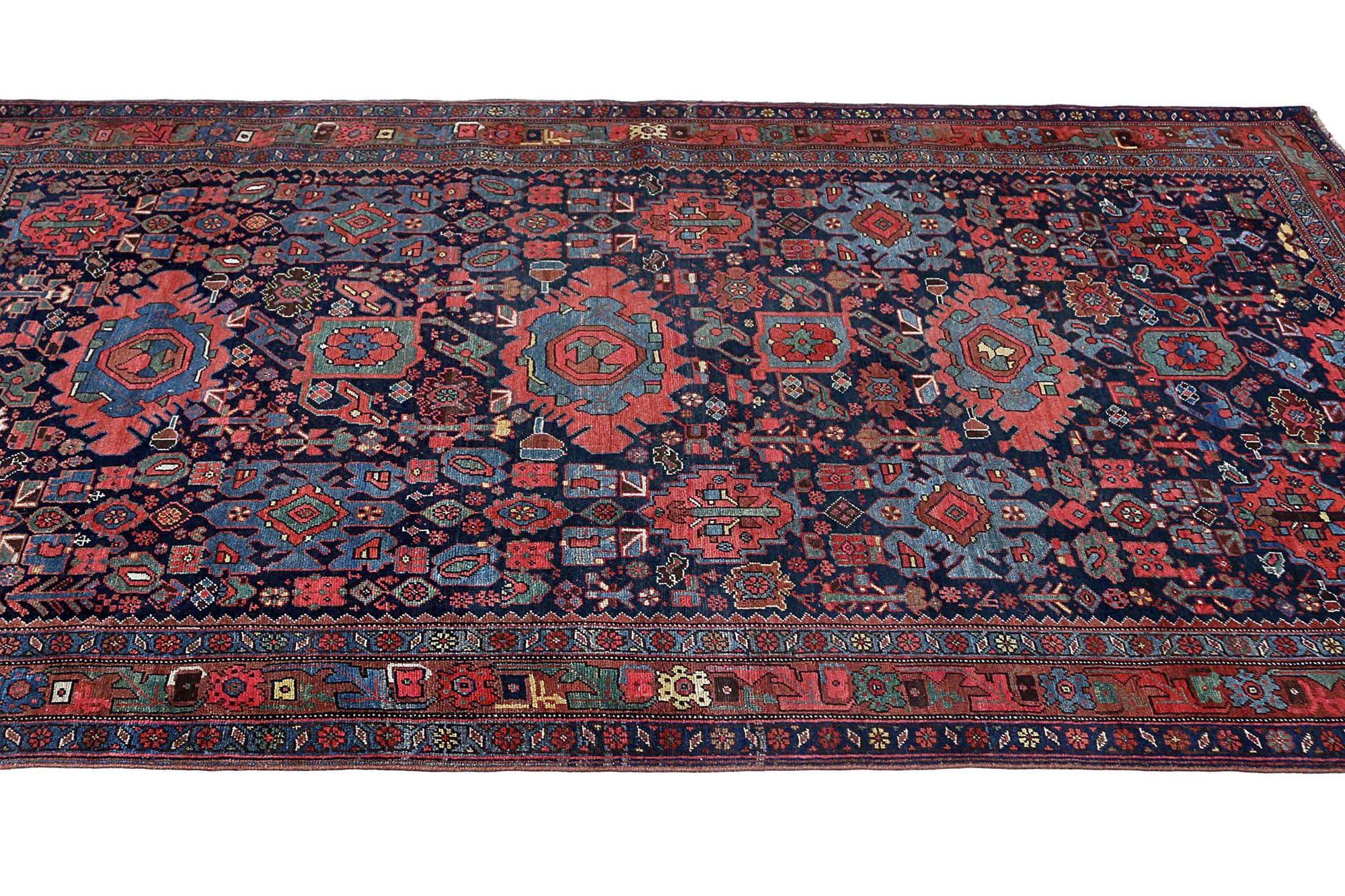 Persische Bijar Teppiche - Wolle Schwarz Blau Braun Rosa Rot - 97908 im Zustand „Hervorragend“ im Angebot in Dallas, TX