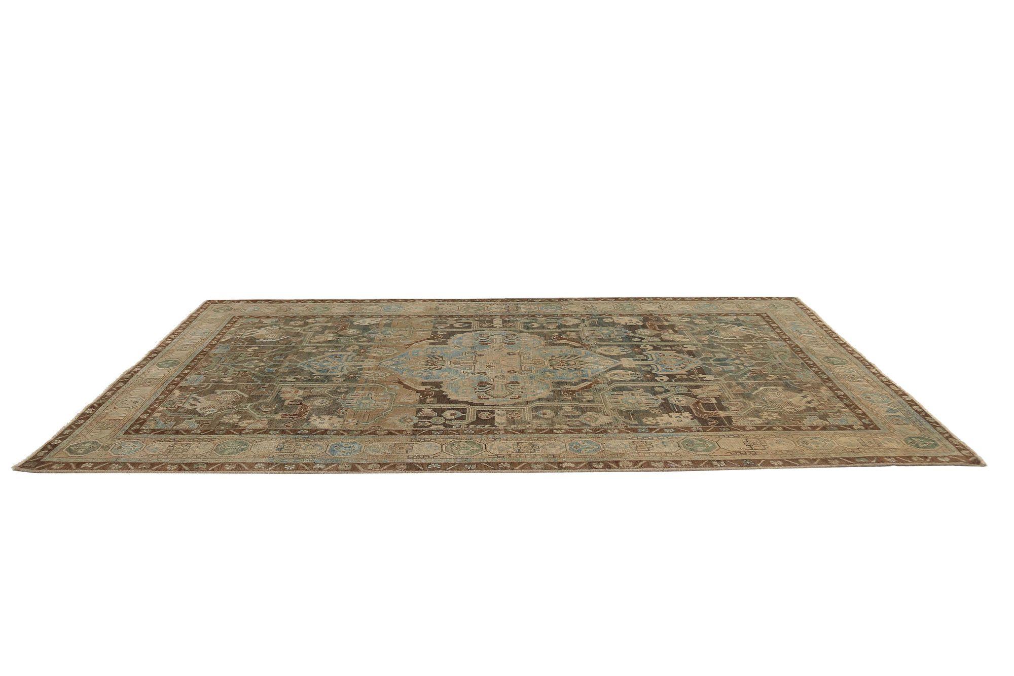 Persische Bijar-Teppiche - Wolle Blau Grau Taupe Design - 97732 im Zustand „Hervorragend“ im Angebot in Dallas, TX