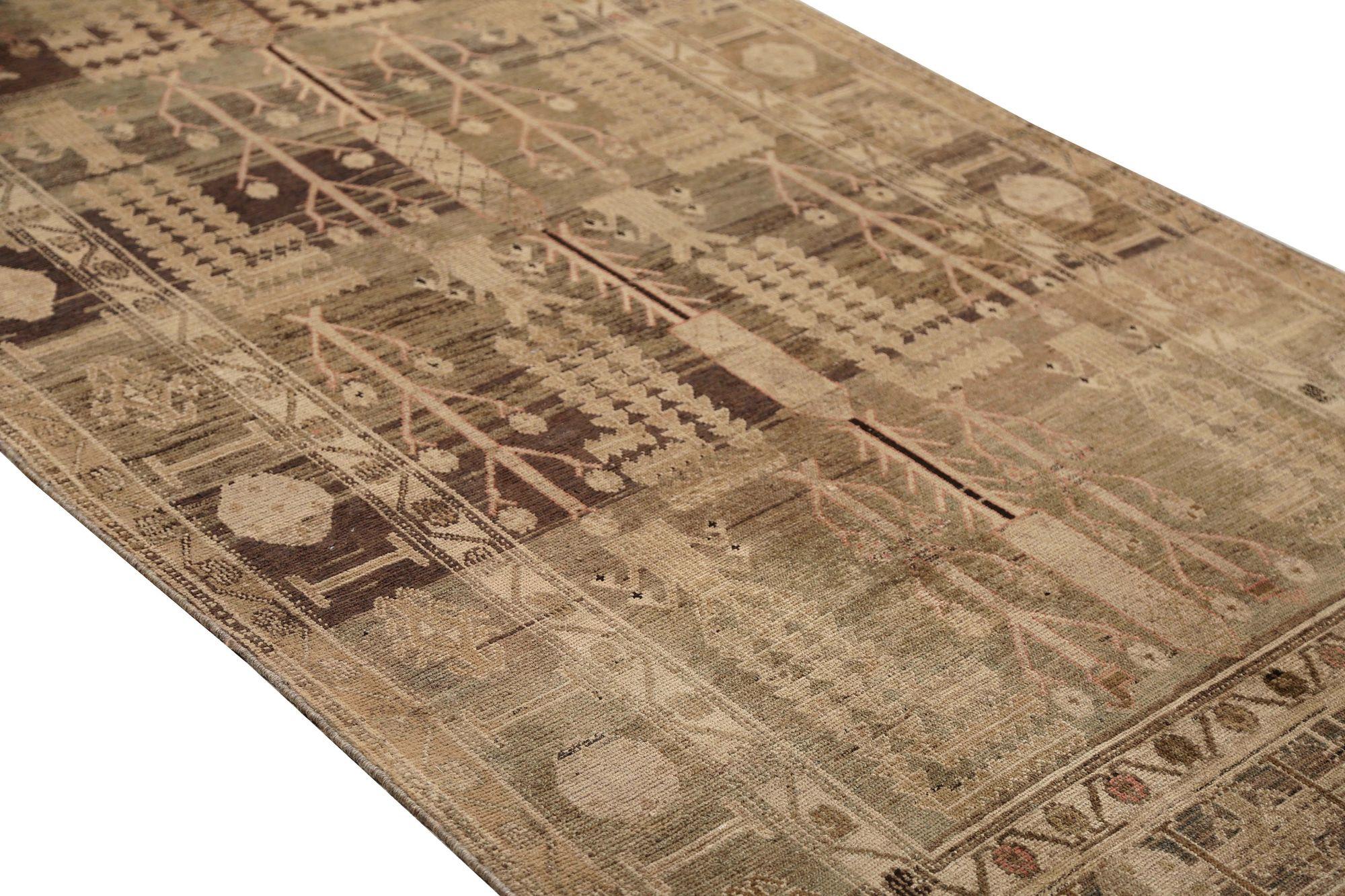 Iracheno Tappeti persiani Bijar - Lana Marrone Verde Taupe Design - 97748 in vendita
