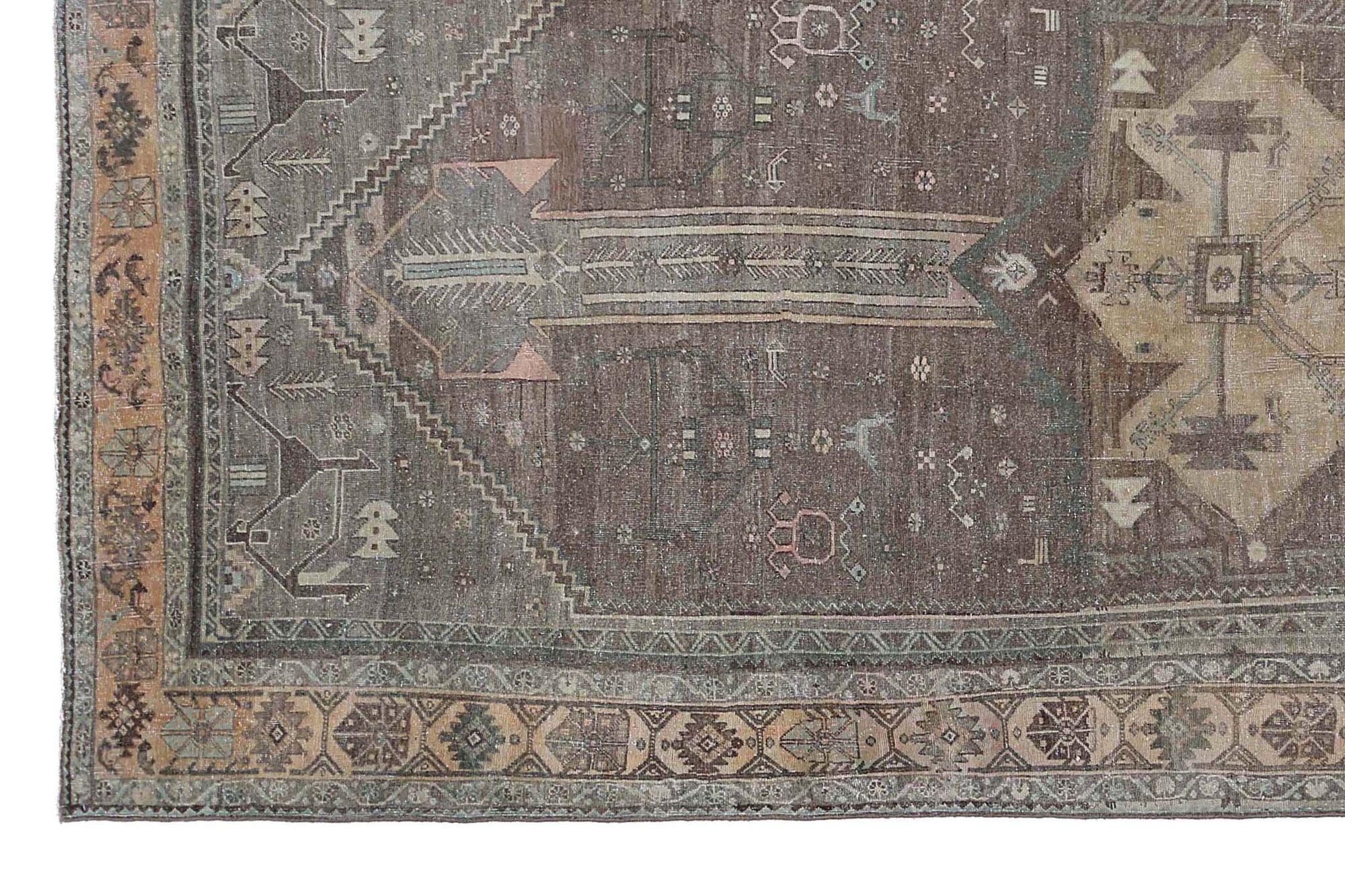 Irakien Tapis de sol Persan Bijar - Laine Design/One Brown - 97594 en vente