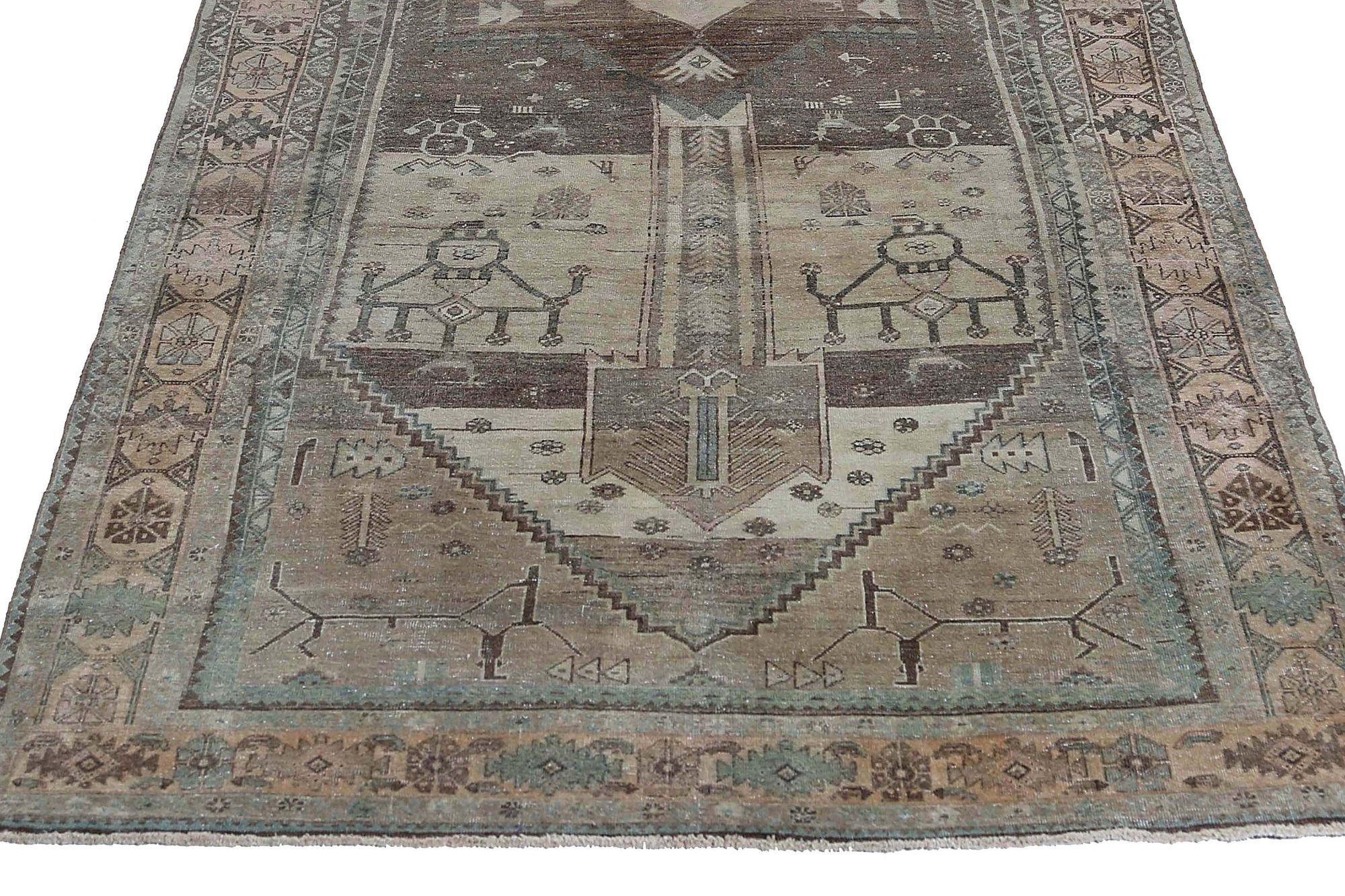 20ième siècle Tapis de sol Persan Bijar - Laine Design/One Brown - 97594 en vente