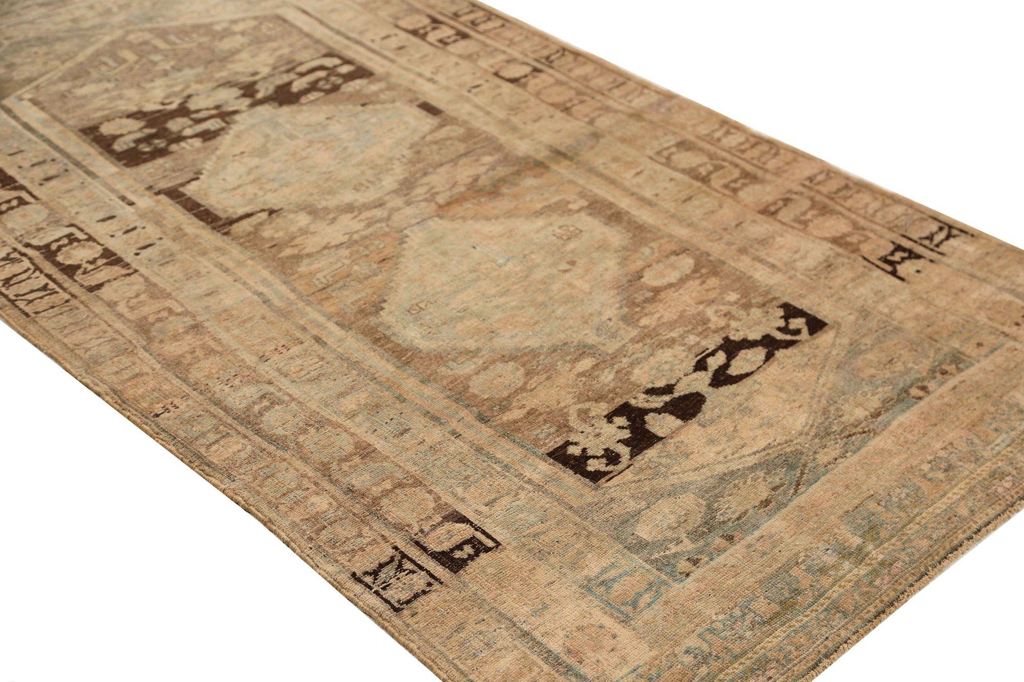 Persische Bijar Teppiche - Wolle Braun Elfenbein Hellblau Design - 97747 (Irakisch) im Angebot