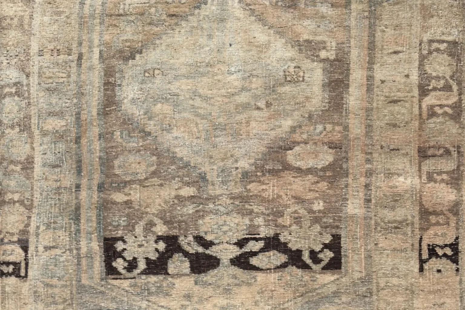 Persian Area Rug - Brown Ivory Light Blue - Bijar Design In Excellent Condition For Sale In Dallas, TX