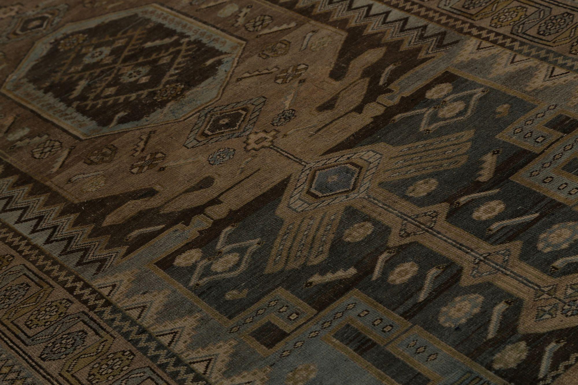Iracheno Tappeti persiani Bijar - Lana Marrone Azzurro Taupe Design - 97815 in vendita