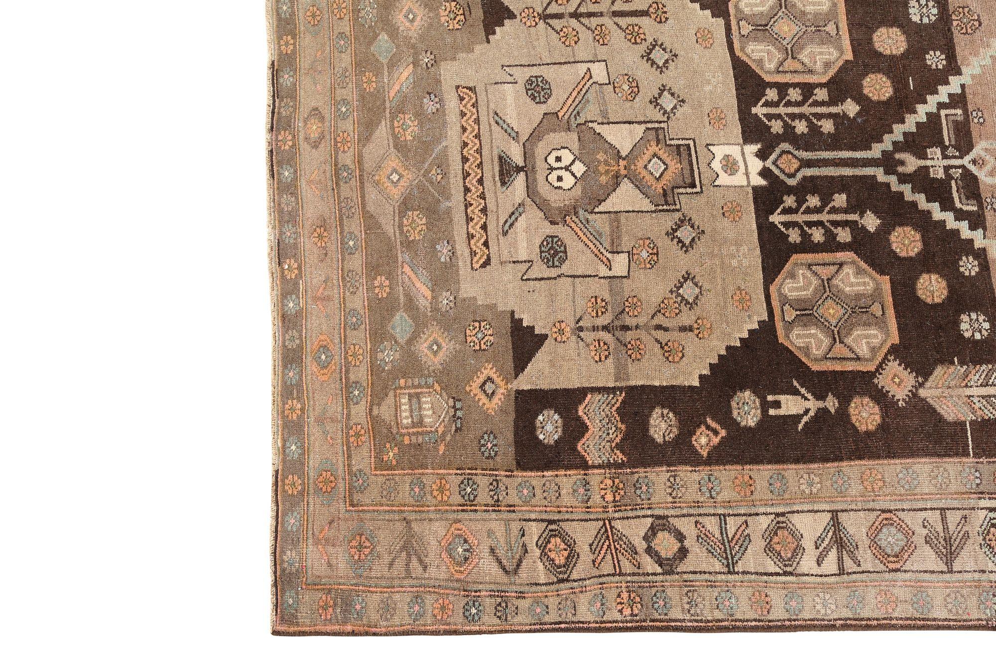 Tappeti persiani Bijar - Lana Marrone Taupe Design - 97671 In condizioni ottime in vendita a Dallas, TX