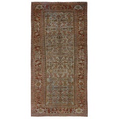 Tapis persans Bijar - Laine ivoire bleu clair rouge motif - 97145