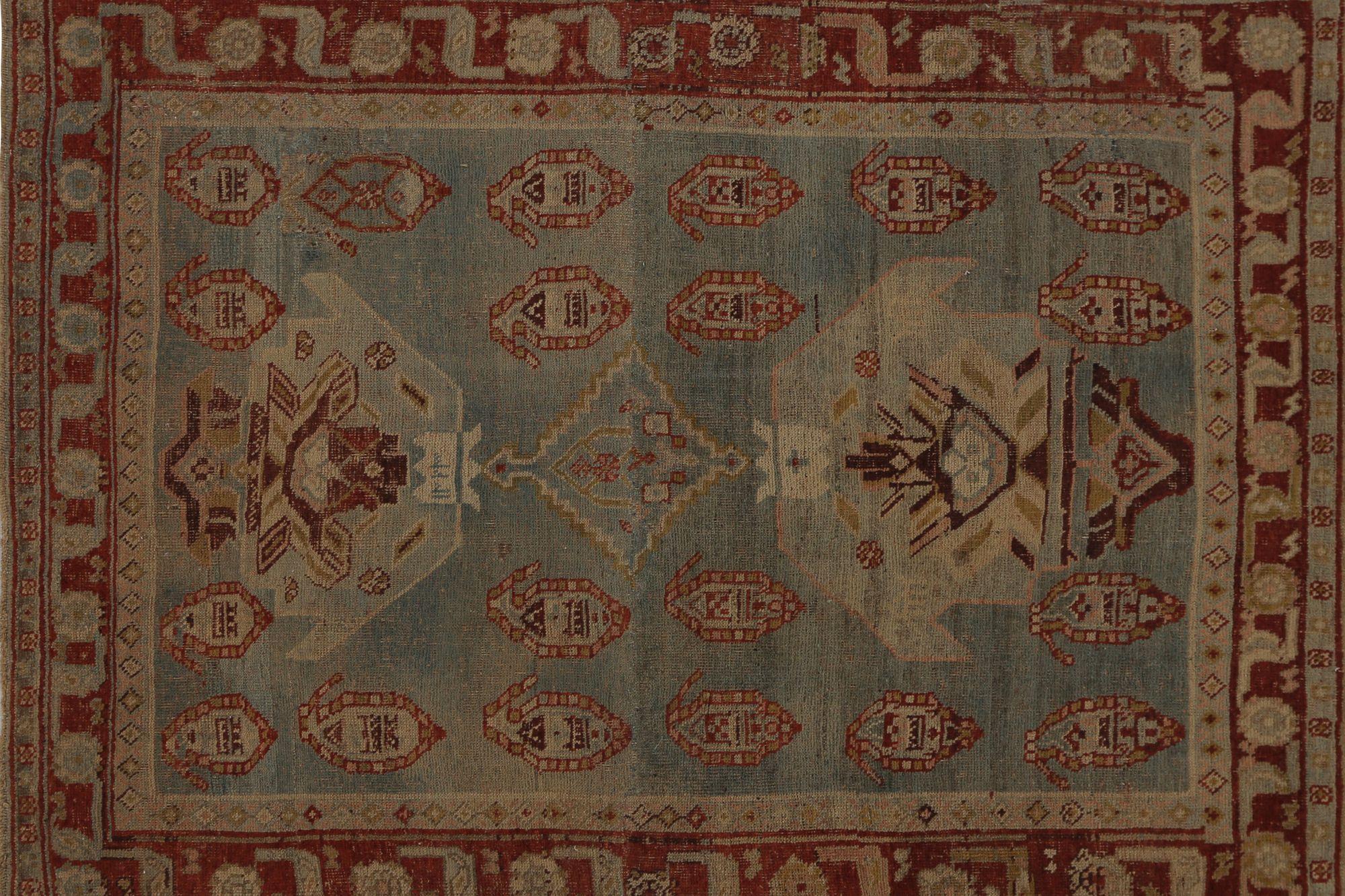 Persische Bijar-Teppiche - Wolle Elfenbein Hellblau Rot Design - 98000 im Zustand „Hervorragend“ im Angebot in Dallas, TX