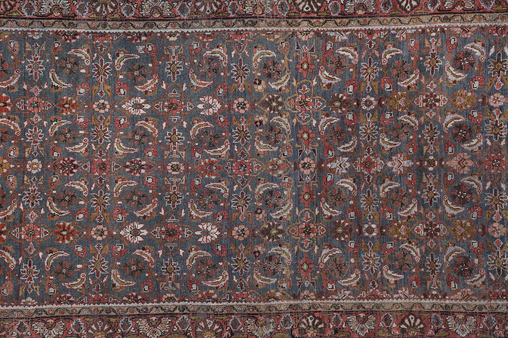 Iracheno Tappeti persiani Bijar - Lana blu navy rosso - 97611 in vendita