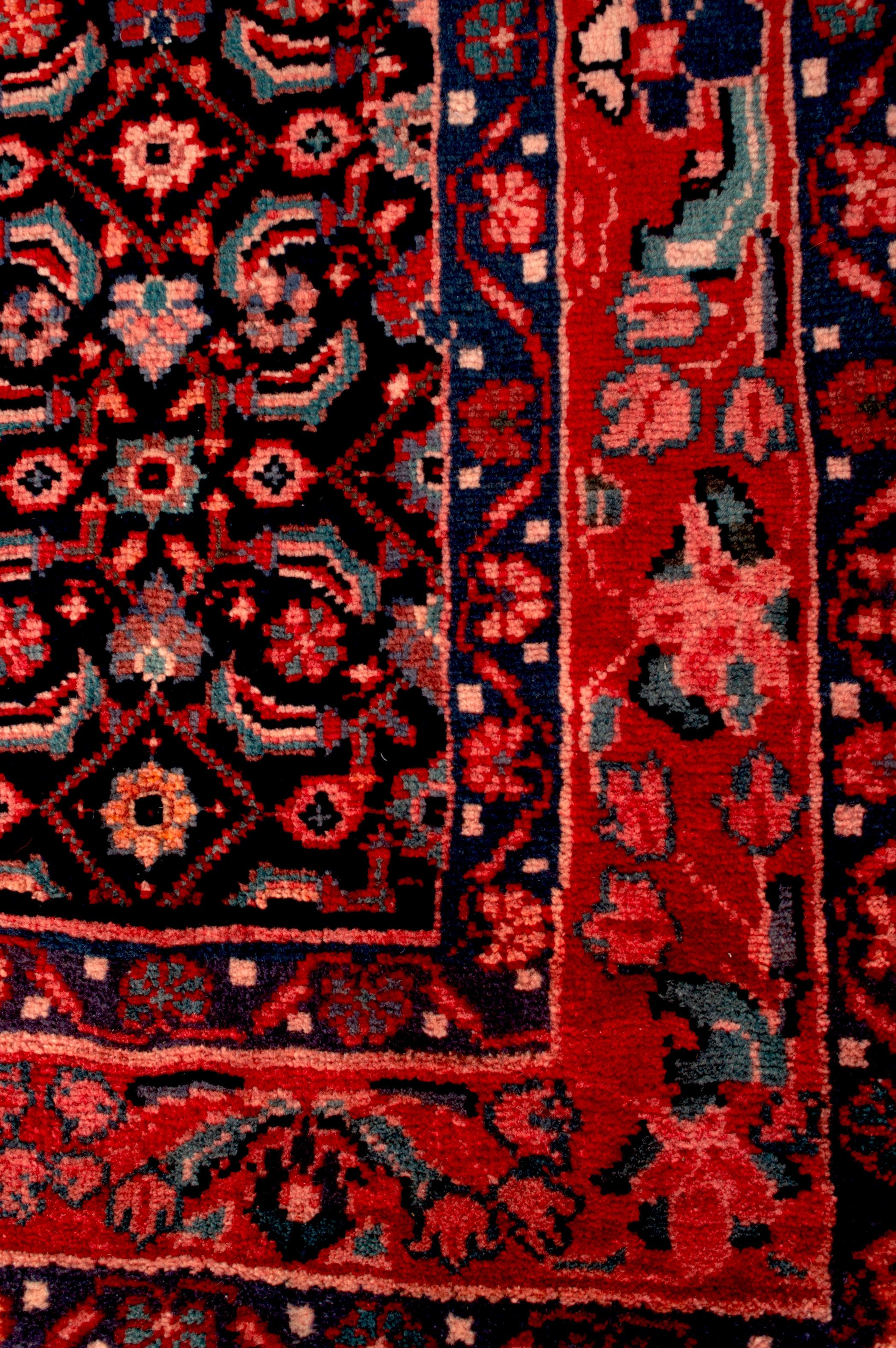 Wool Persian Bijar Hand-Knotted Rug For Sale