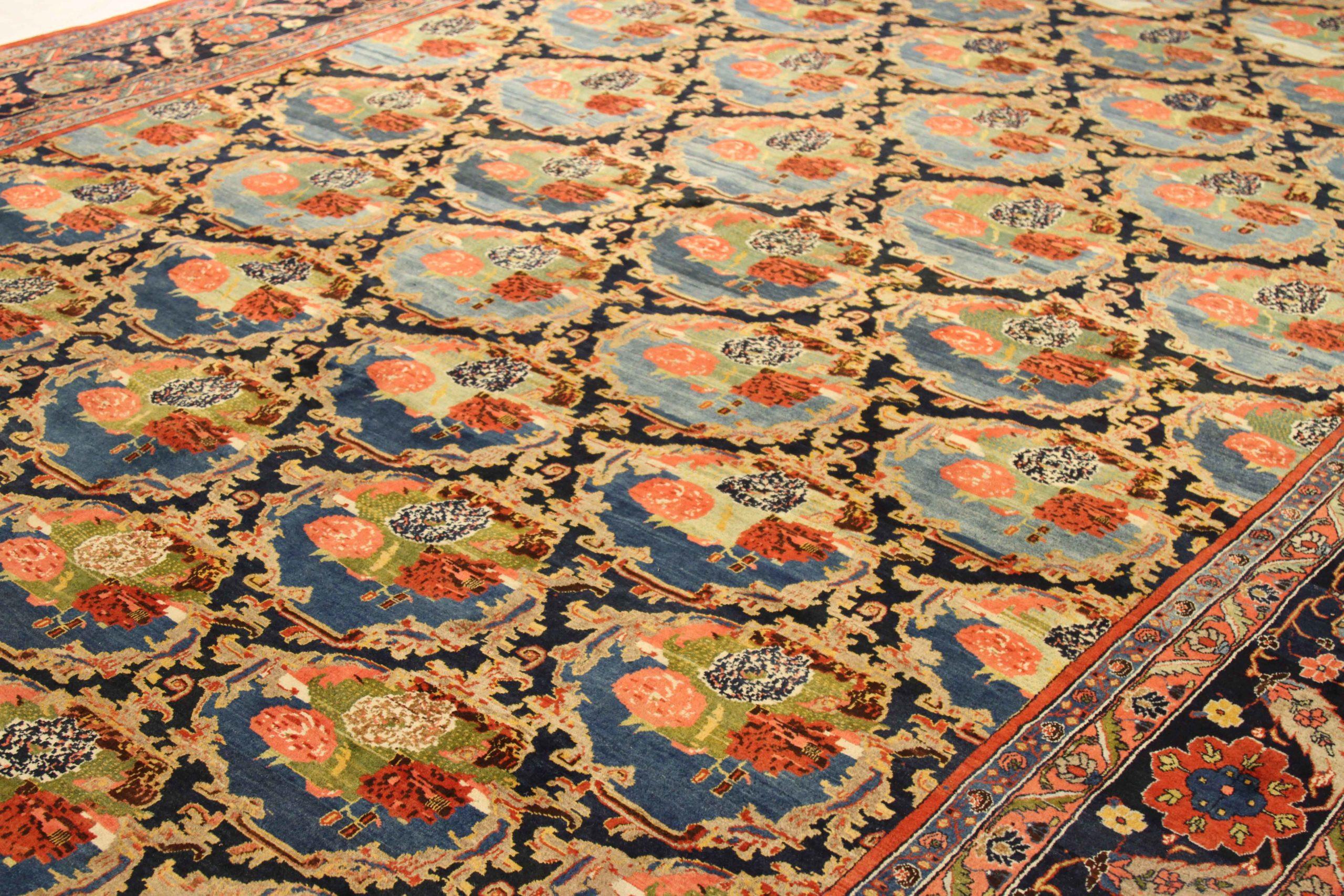 Persischer Bijar Übergroßer Teppich Circa 1880 - Wolle BlauNavy Blau Rot Design - 10583 im Zustand „Hervorragend“ im Angebot in Dallas, TX