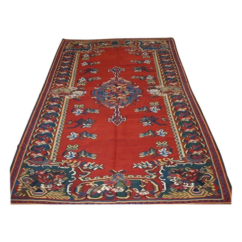Persian Bijar Region Kilim with French Influenced Floral Design