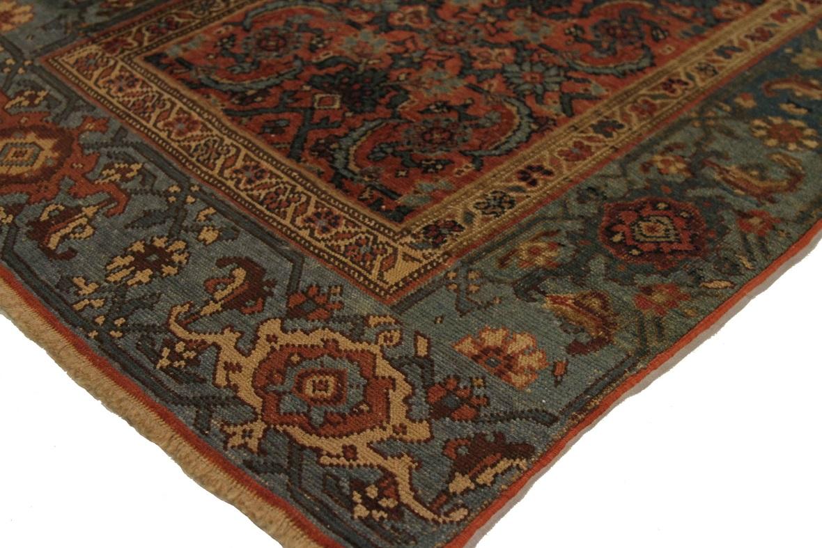 Asiatique Tapis persan Bijar - Laine bleu rouge jaune 71801 en vente