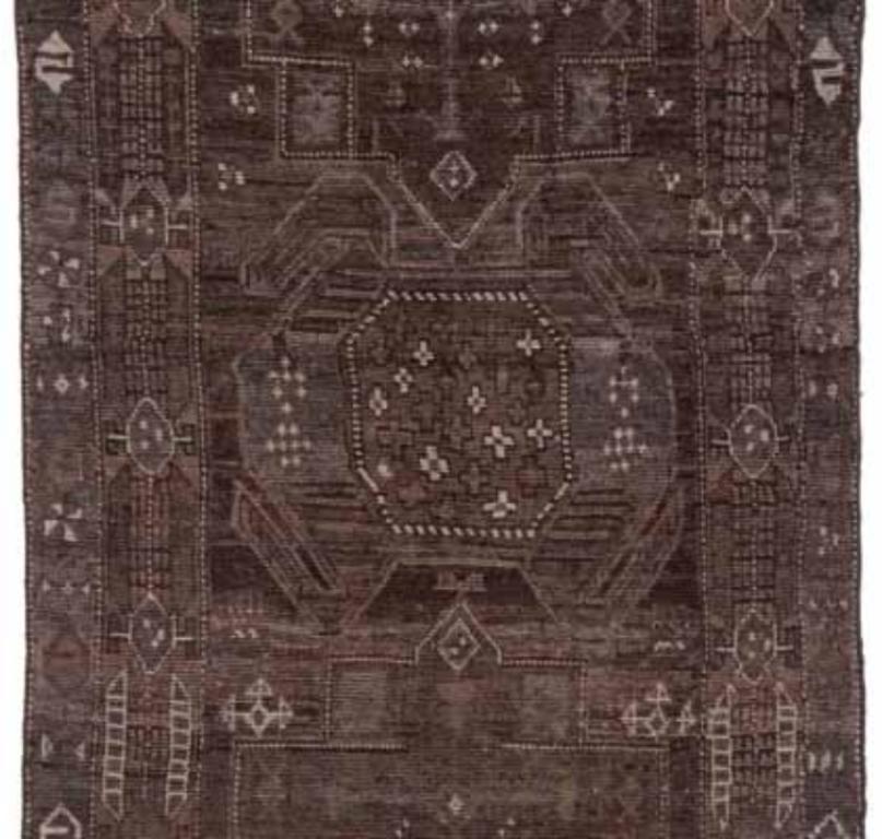 Asian Persian Bijar Runner Rug - Wool Brown Design - 91609 For Sale