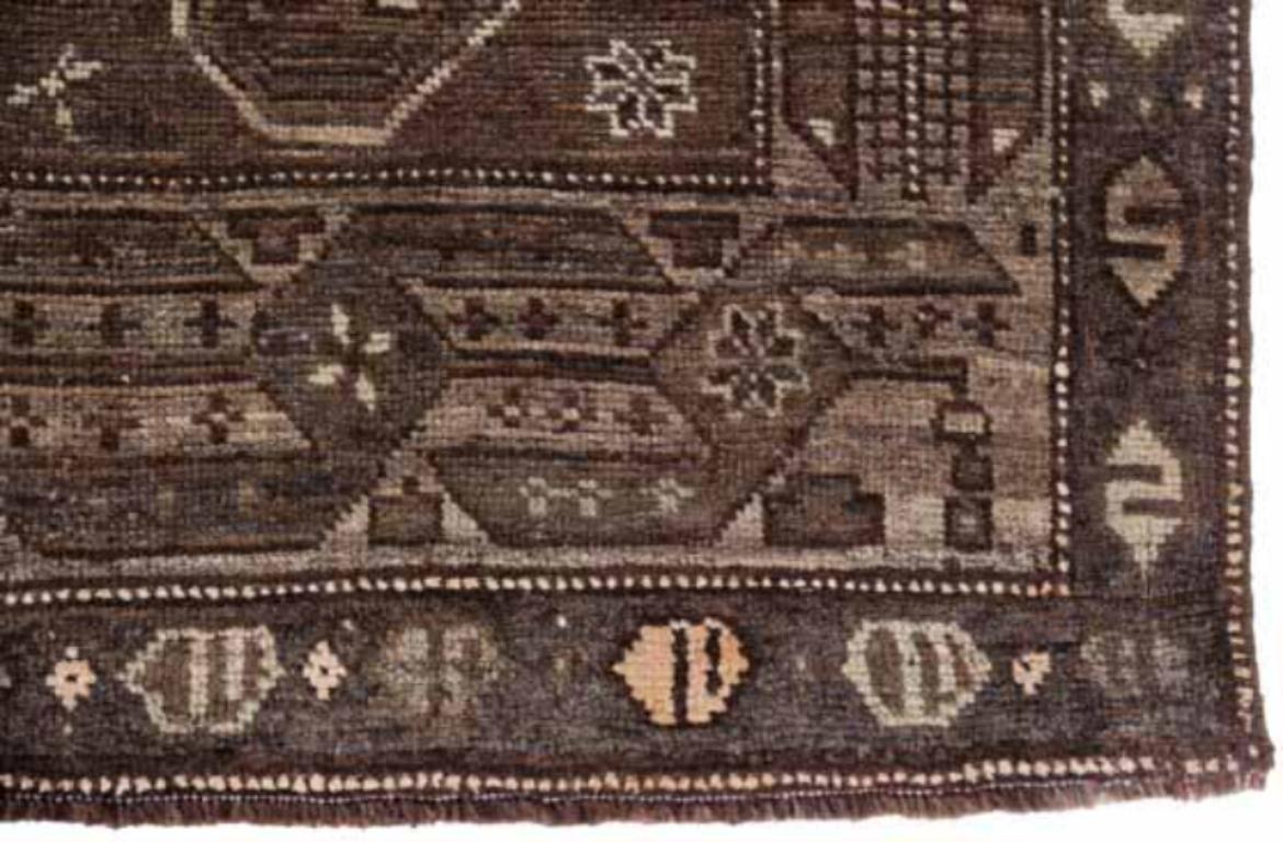 Persian Bijar Runner Rug - Wool Brown Design - 91609 In Excellent Condition For Sale In Dallas, TX