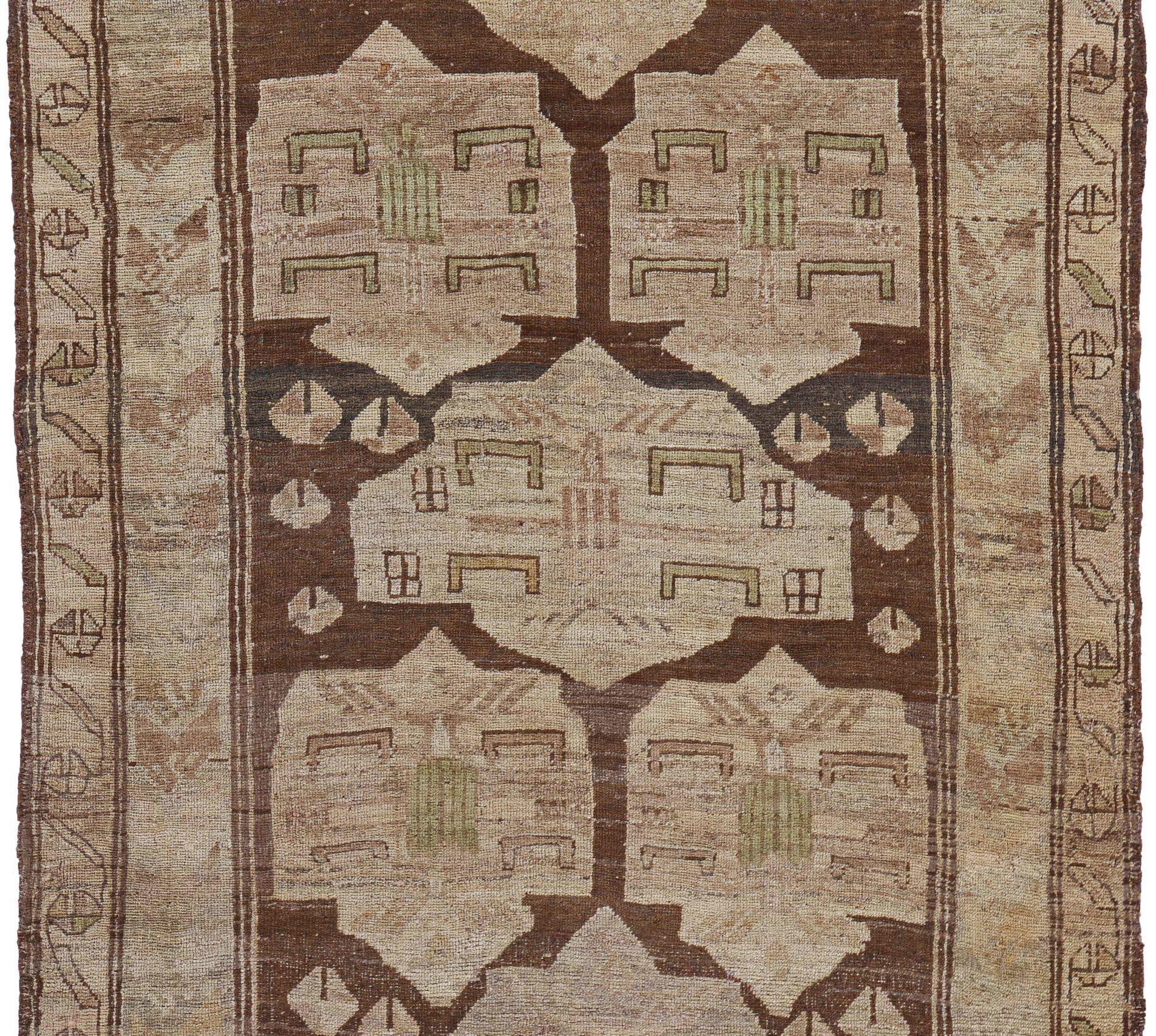 Alfombra Persa Bijar - Lana Marrón Diseño Marfil - 91518 Asiático en venta