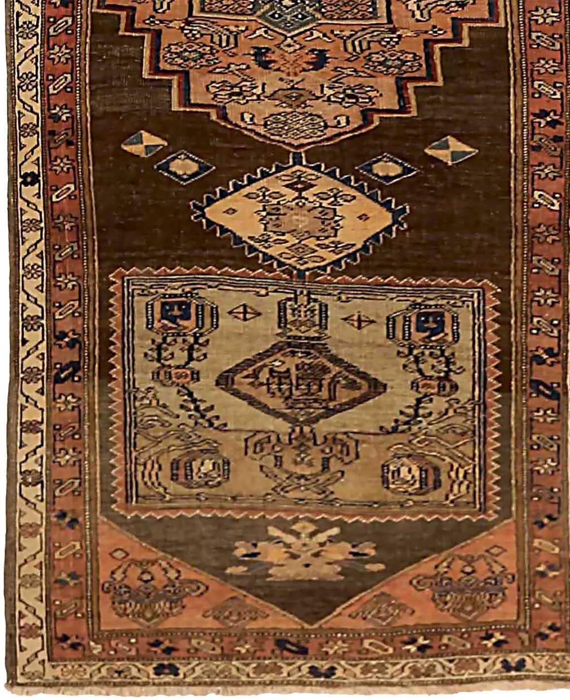 Asiatico Tappeto Persiano Bijar - Lana Marrone Avorio Rosa 72297 in vendita