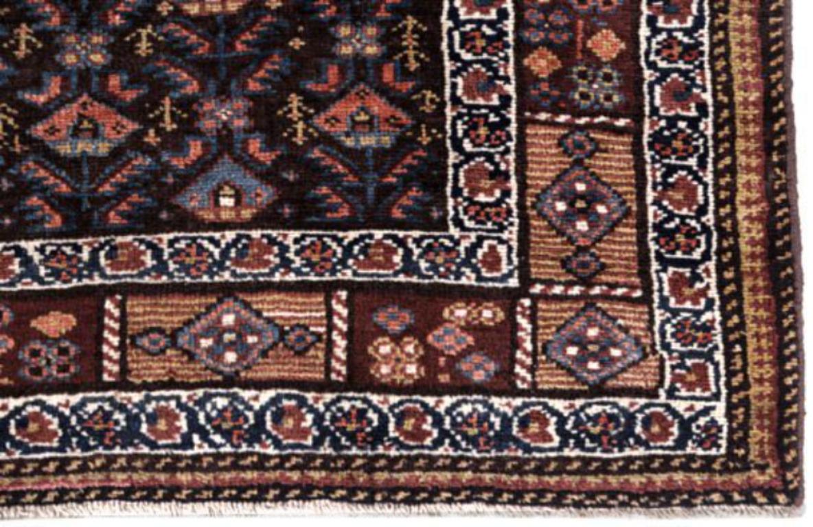 Tappeto Persiano Bijar Runner - Lana Blu Navy Rosa Design - 91618 In condizioni ottime in vendita a Dallas, TX