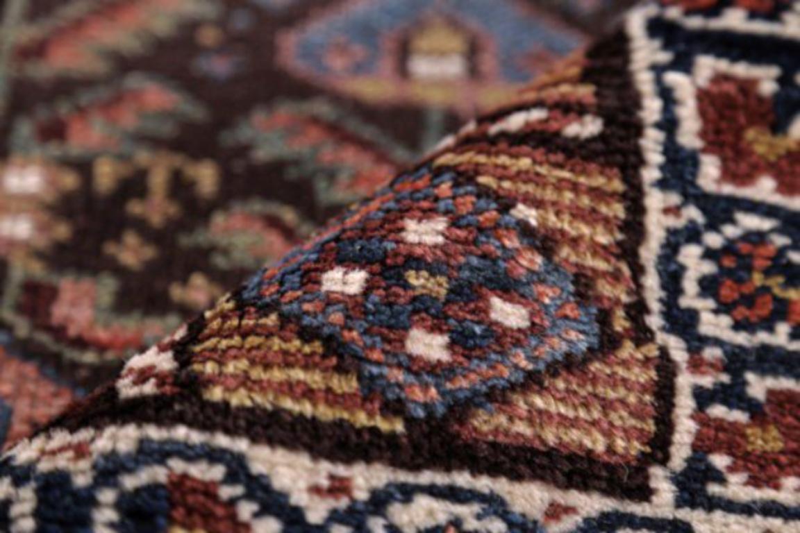 XX secolo Tappeto Persiano Bijar Runner - Lana Blu Navy Rosa Design - 91618 in vendita