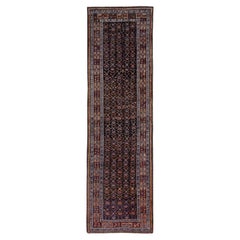 Alfombra Persa Bijar - Lana Azul Marino Diseño Rosa - 91618