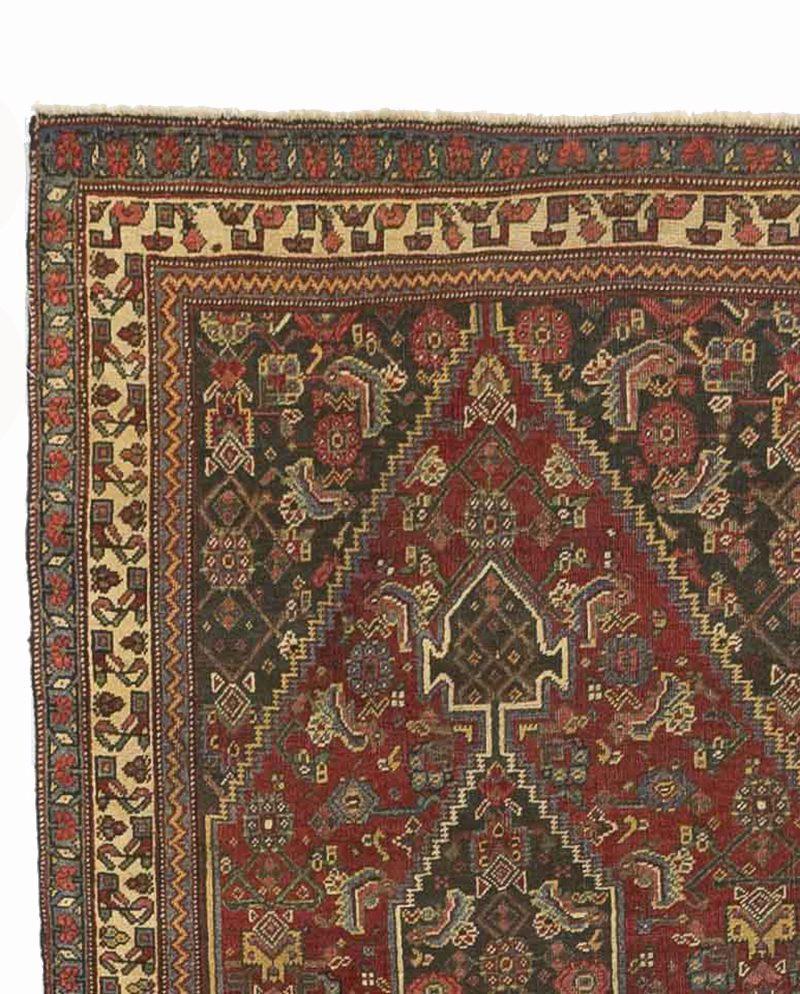 Persischer Bijar-Läufer aus Wolle in Marineblau und Rot 10431 (Asiatisch) im Angebot