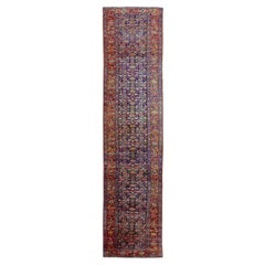 Tappeto persiano Bijar Runner, circa 1910 - Lana Blu Blu Navy Rosso 70613