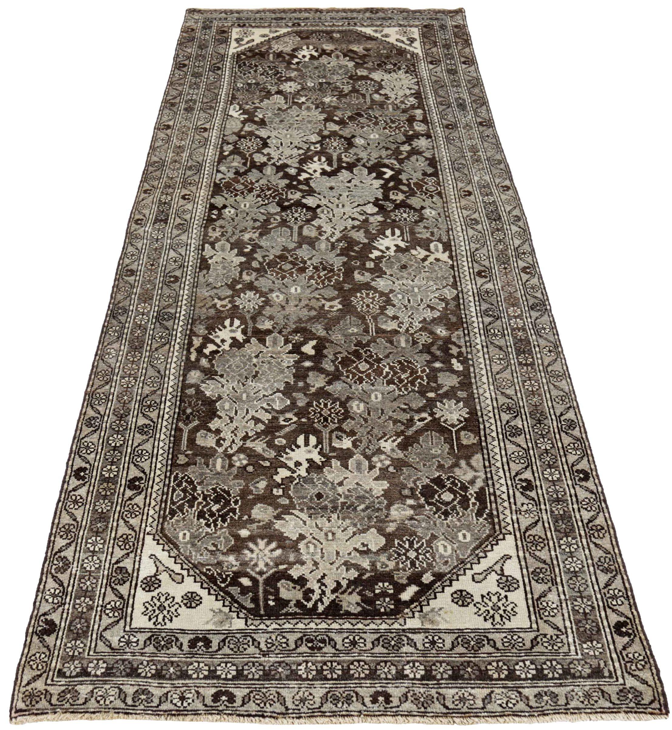 Discover the elegance of Persian Bijar featuring Runner Rug in Circa 1910. Designed with Wool and BrownIvory, this exclusive design is perfect for enhancing your space.