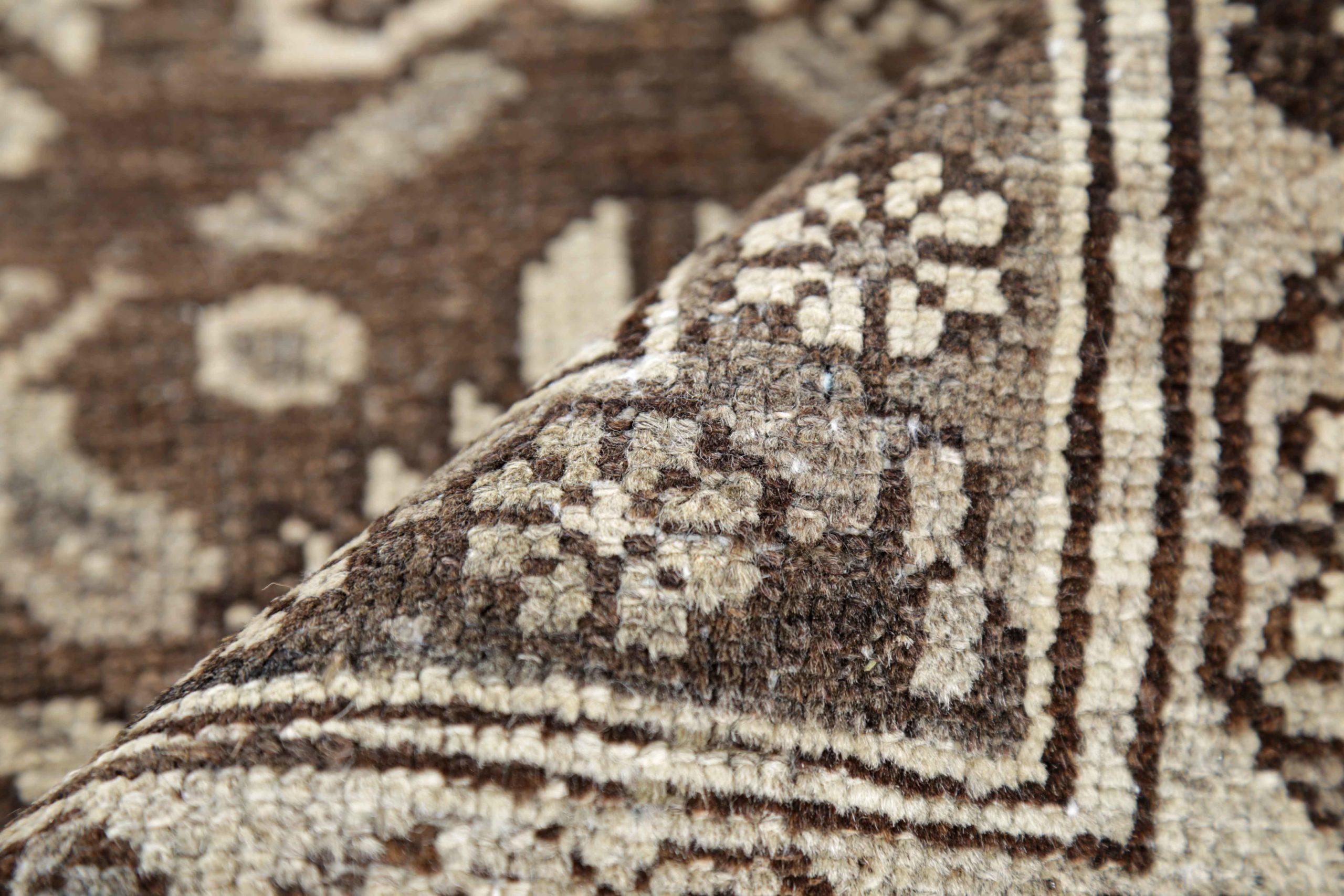 20th Century Persian Bijar Runner Rug Circa 1910 - Wool Brown Ivory Design - 91283 For Sale