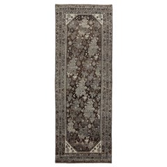 Persian Bijar Runner Rug Circa 1910 - Wool Brown Ivory Design - 91283