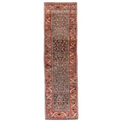 Persische Bijar Läufer Teppich Circa 1910 - Wolle Brown Elfenbein Rosa Design - 91162
