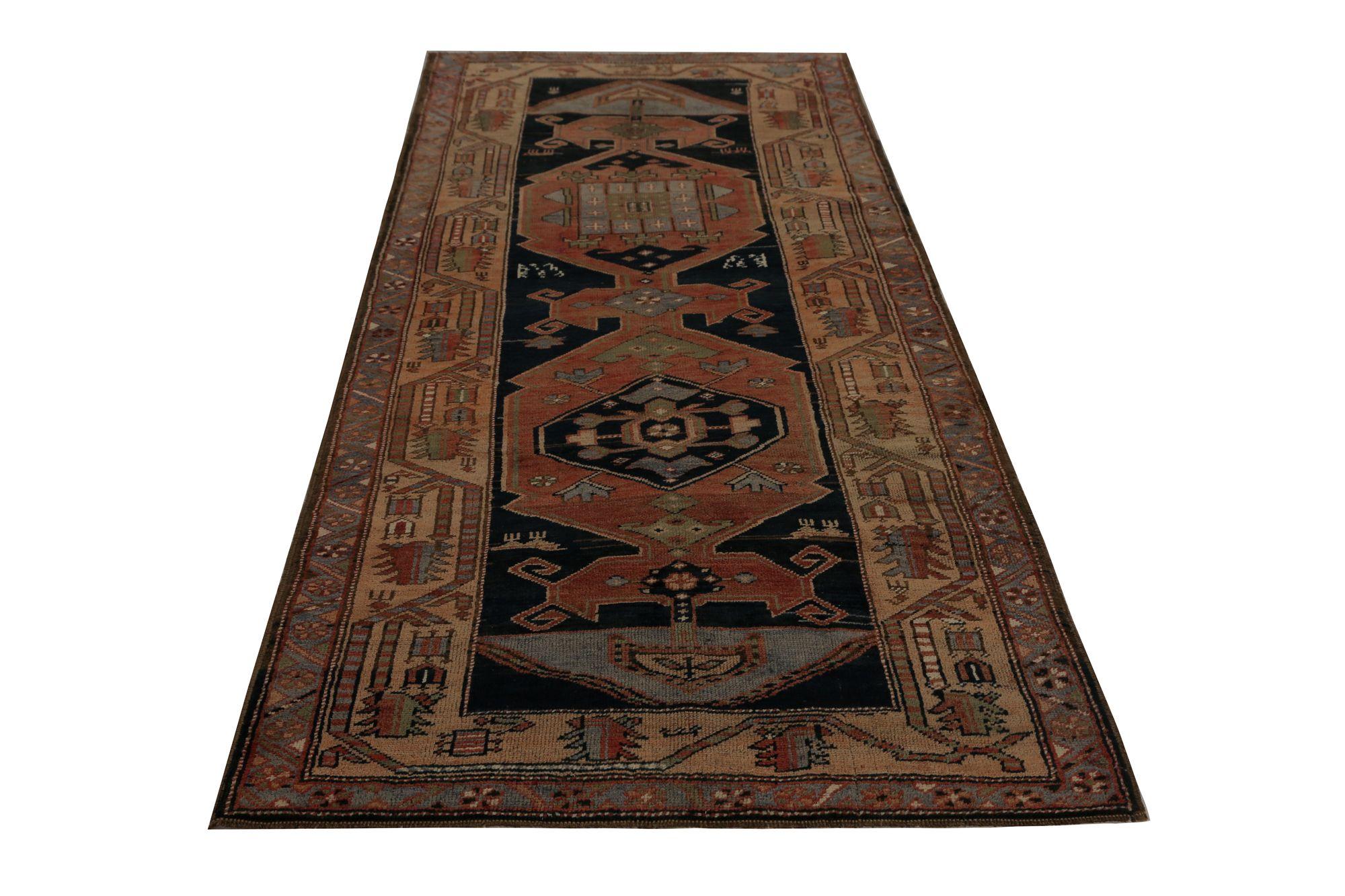 Persischer Bijar-Läufer - Wolle Schwarz Rot Design - 96754 (20. Jahrhundert) im Angebot