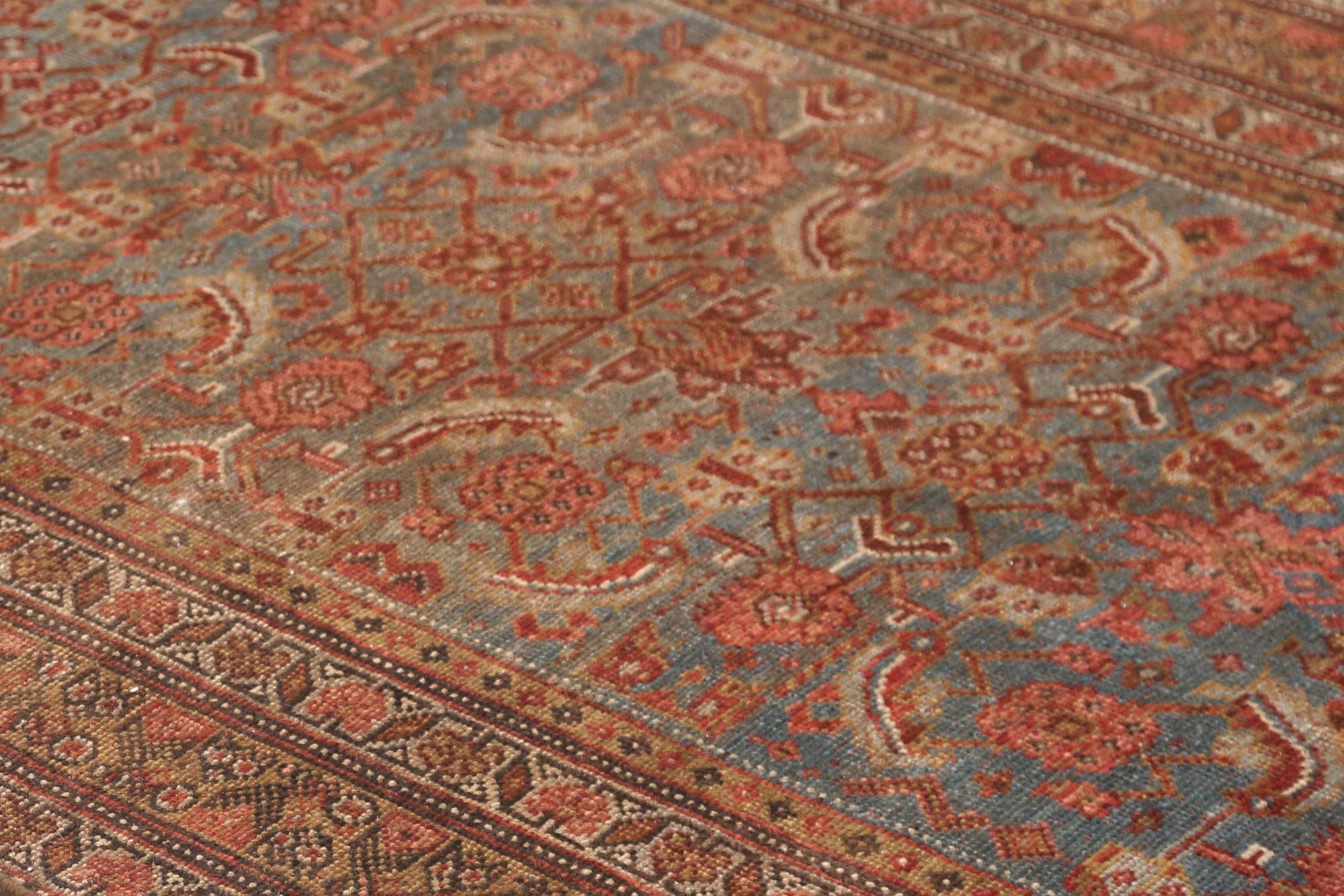 Iracheno Tappeto Persiano Bijar Runner - Design Blu Lana - 97166 in vendita