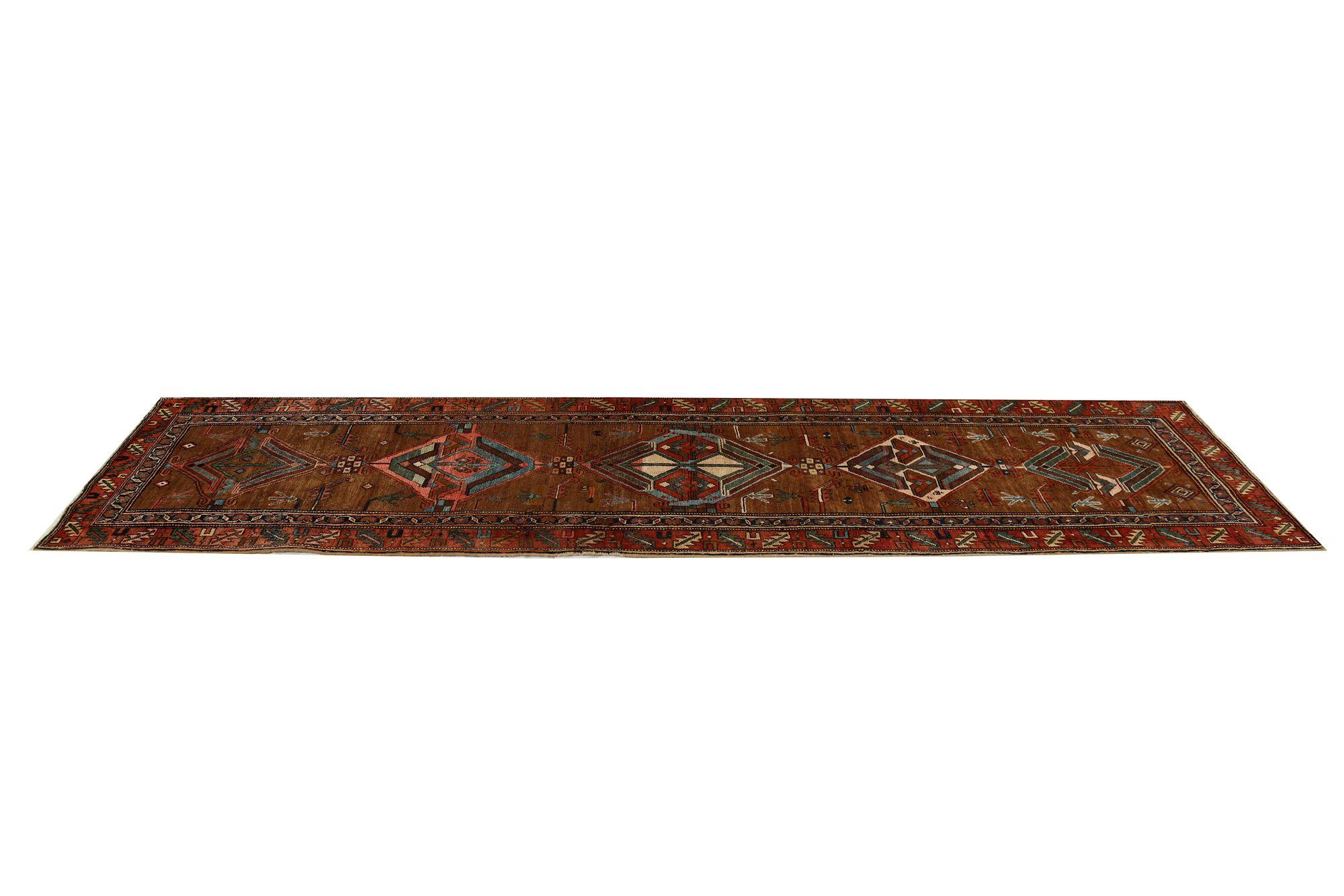 Persischer Bijar Läufer Teppich - Wolle Brown Design - 97412 im Zustand „Hervorragend“ im Angebot in Dallas, TX