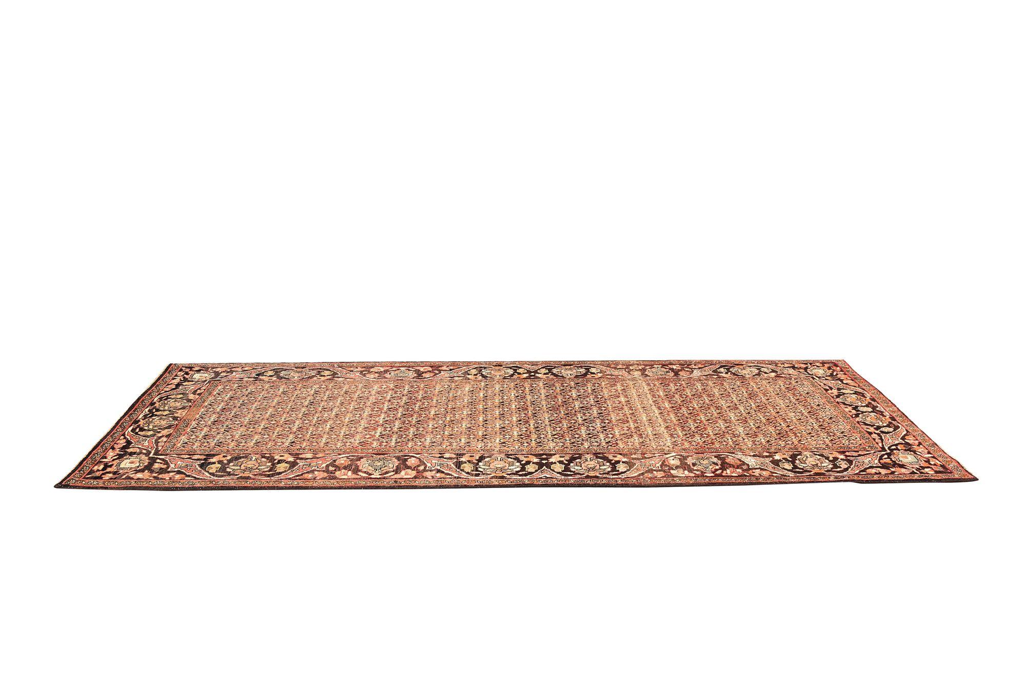 Persischer Bijar Läufer Teppich - Wolle Braun Elfenbein Design - 97476 im Zustand „Hervorragend“ im Angebot in Dallas, TX