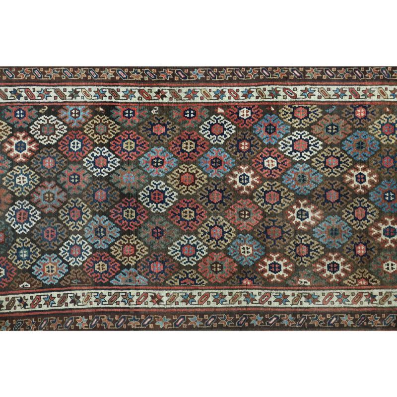 Persischer Bijar Läufer Teppich - Wolle Braun Elfenbein Rot Design - 97902 (Irakisch) im Angebot