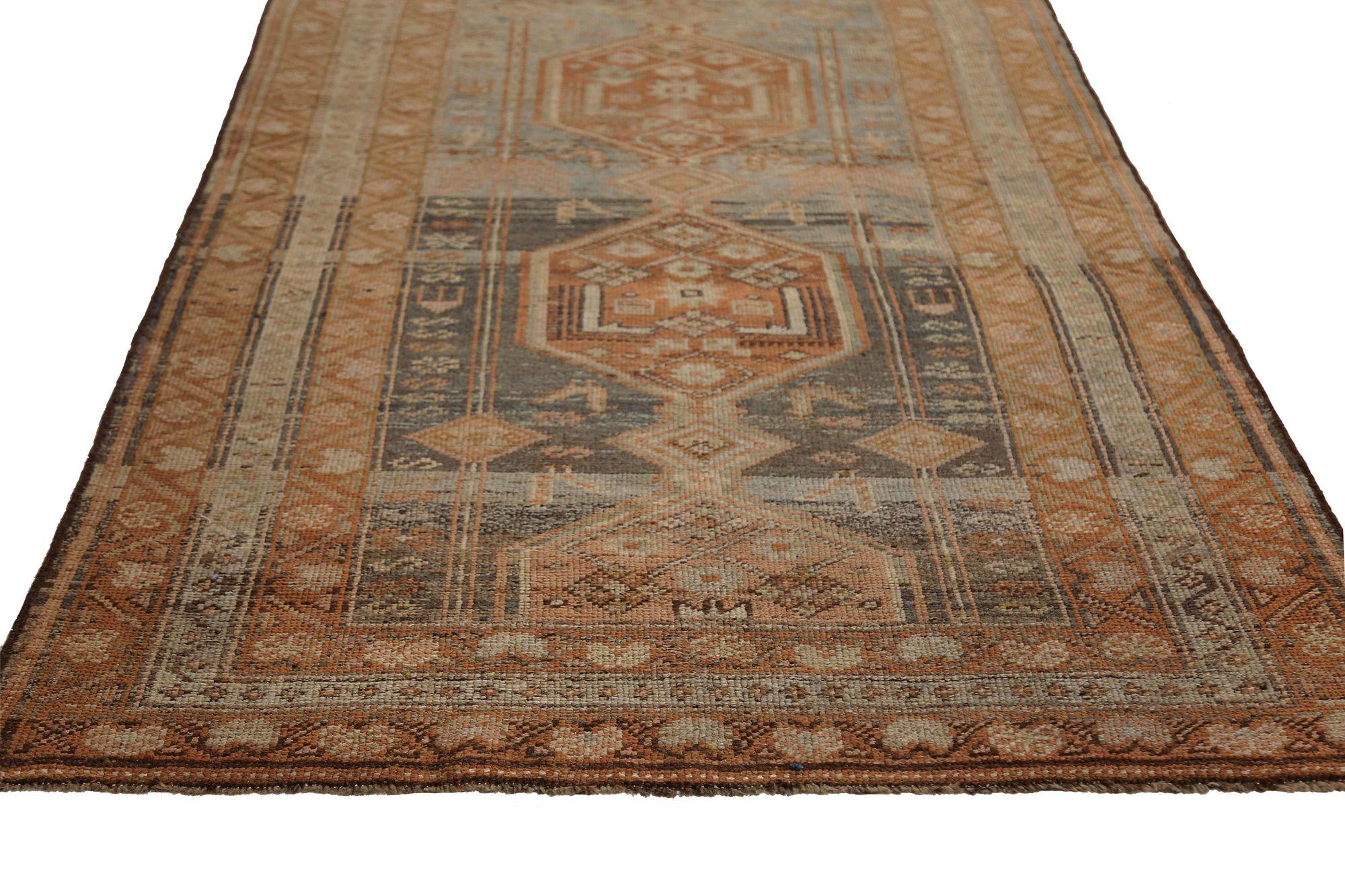 Persischer Bijar Läufer Teppich - Wolle Braun Rot Design - 96806 im Zustand „Hervorragend“ im Angebot in Dallas, TX