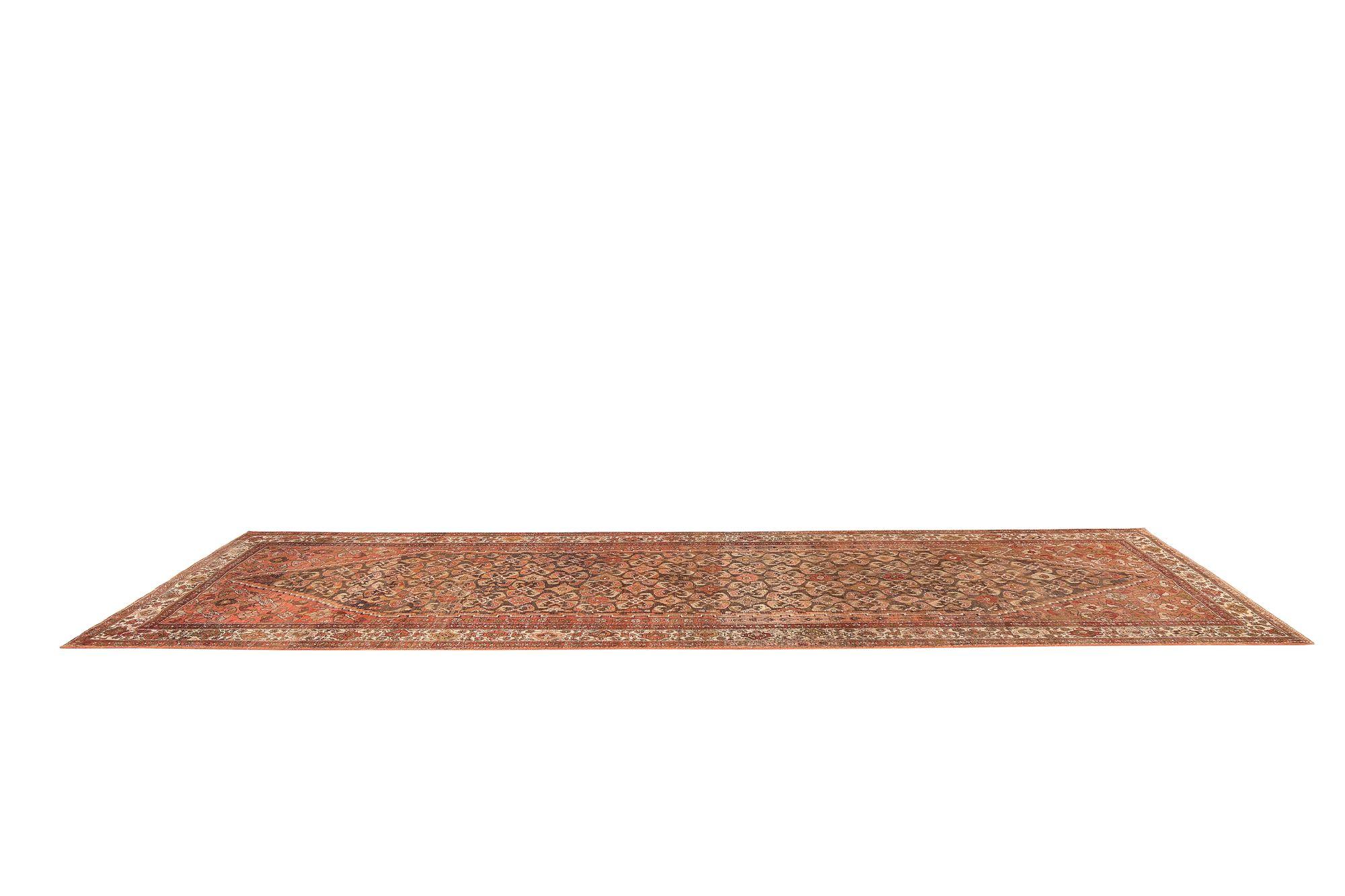 Persischer Bijar Läufer Teppich - Wolle Braun Rot Design - 97670 im Zustand „Hervorragend“ im Angebot in Dallas, TX