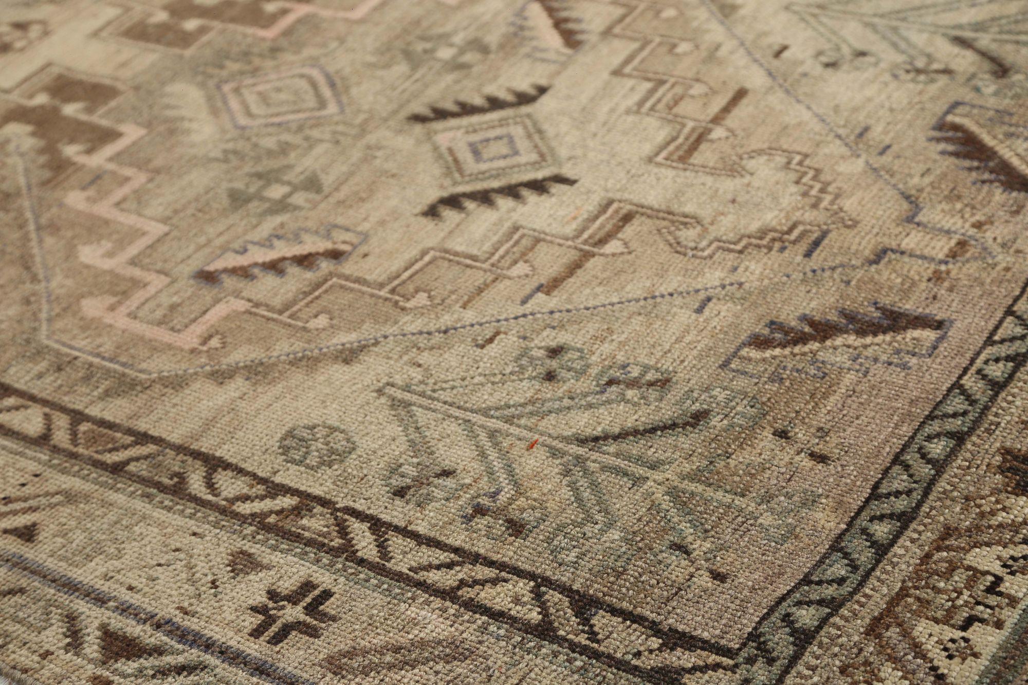 Persischer Bijar Läufer Teppich - Wolle Braun Taupe Design - 97765 (Irakisch) im Angebot