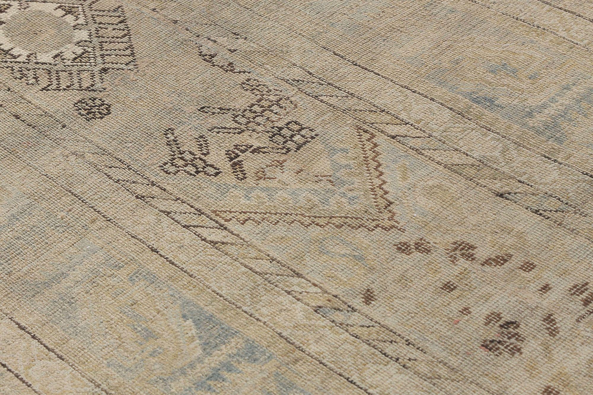 Iracheno Tappeto Persiano Bijar Runner - Lana Marrone Taupe Design - 97943 in vendita