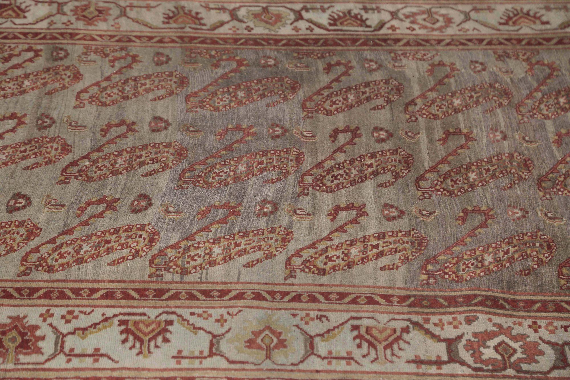 Persischer Bijar-Läufer - Wolle Elfenbeinrot Design - 97479 im Zustand „Hervorragend“ im Angebot in Dallas, TX