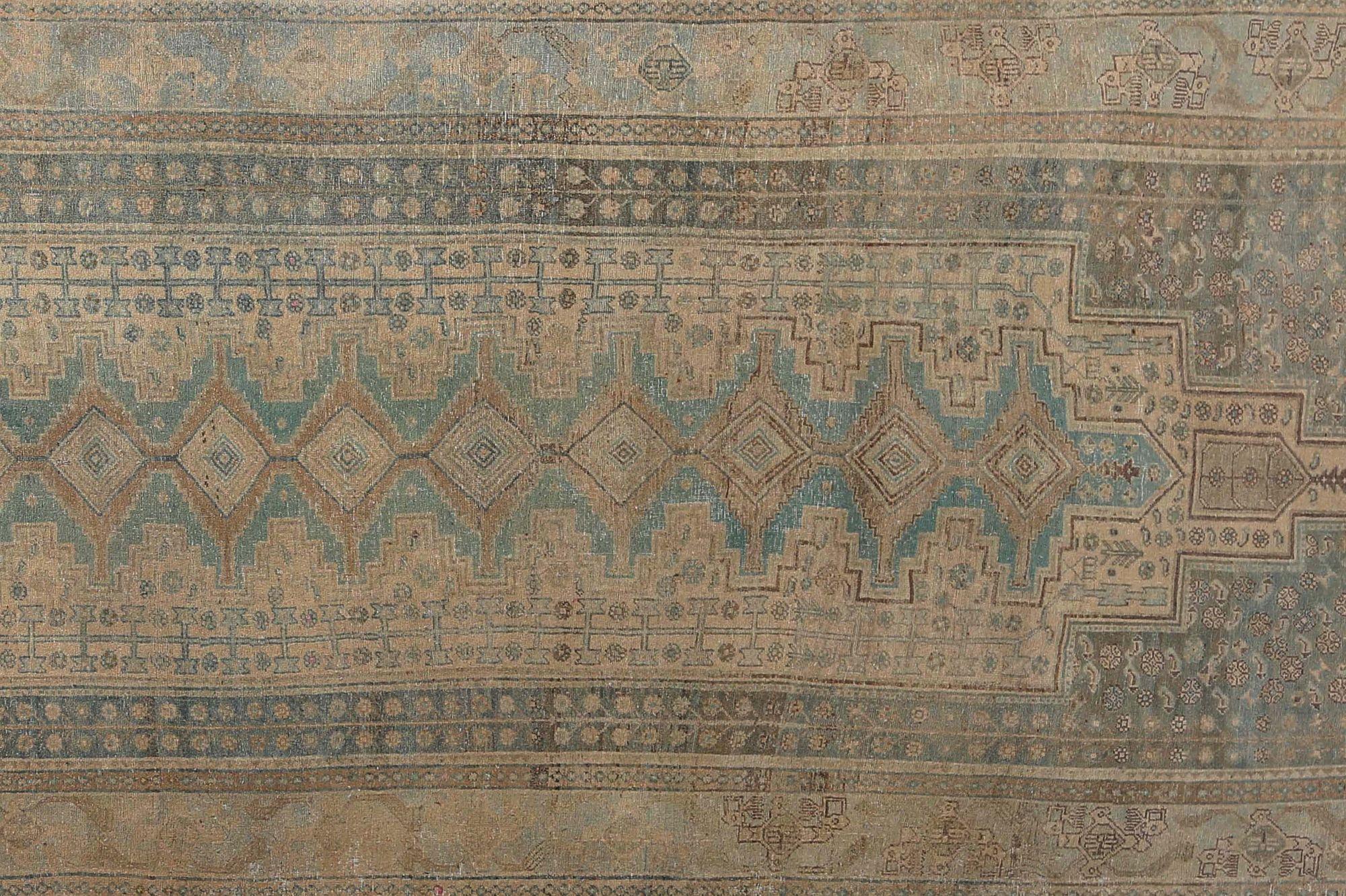Persischer Bijar-Läufer - Wolle Hellblau Taupe Design - 97643 (Irakisch) im Angebot