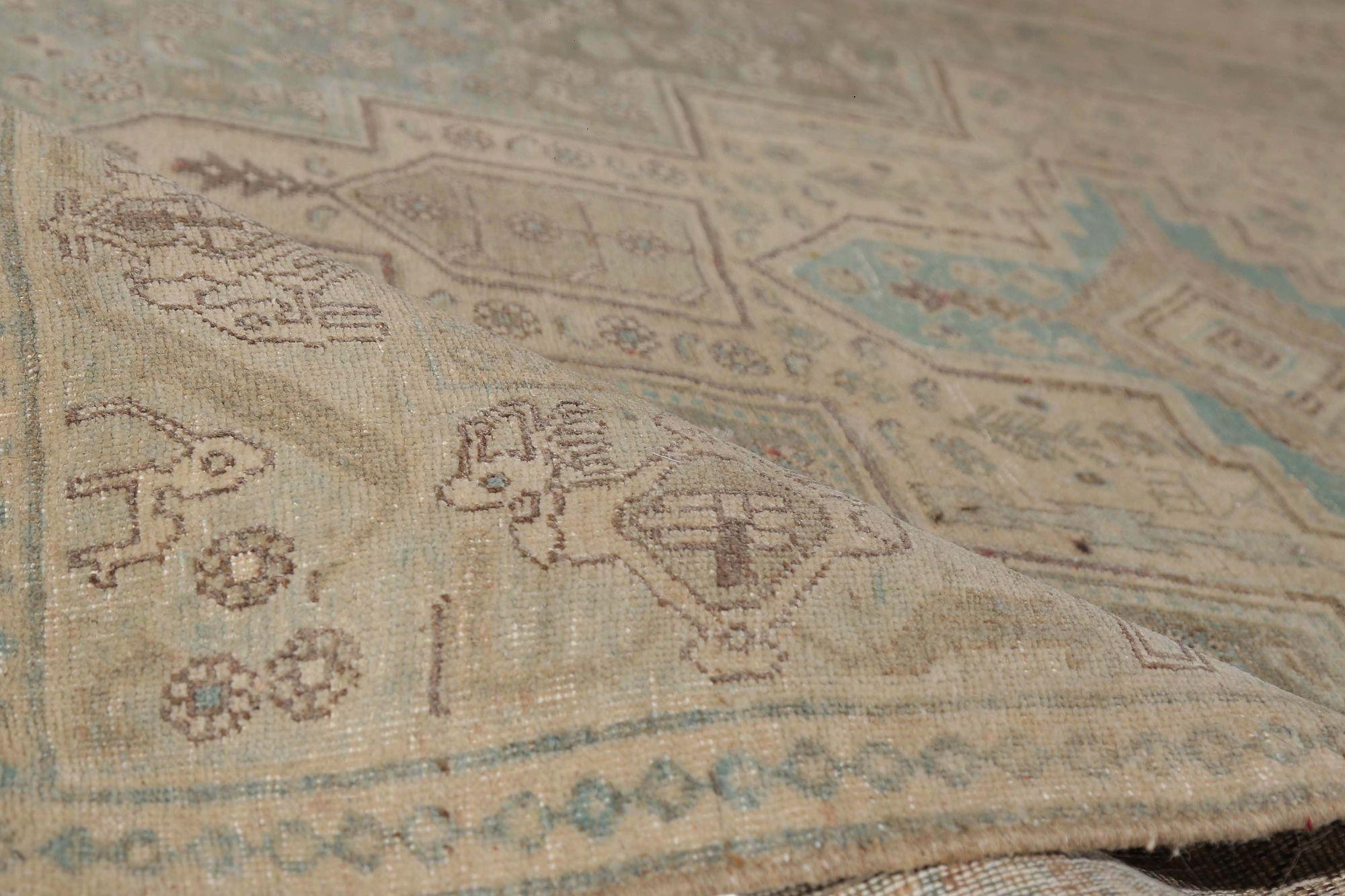 Persischer Bijar-Läufer - Wolle Hellblau Taupe Design - 97643 im Zustand „Hervorragend“ im Angebot in Dallas, TX