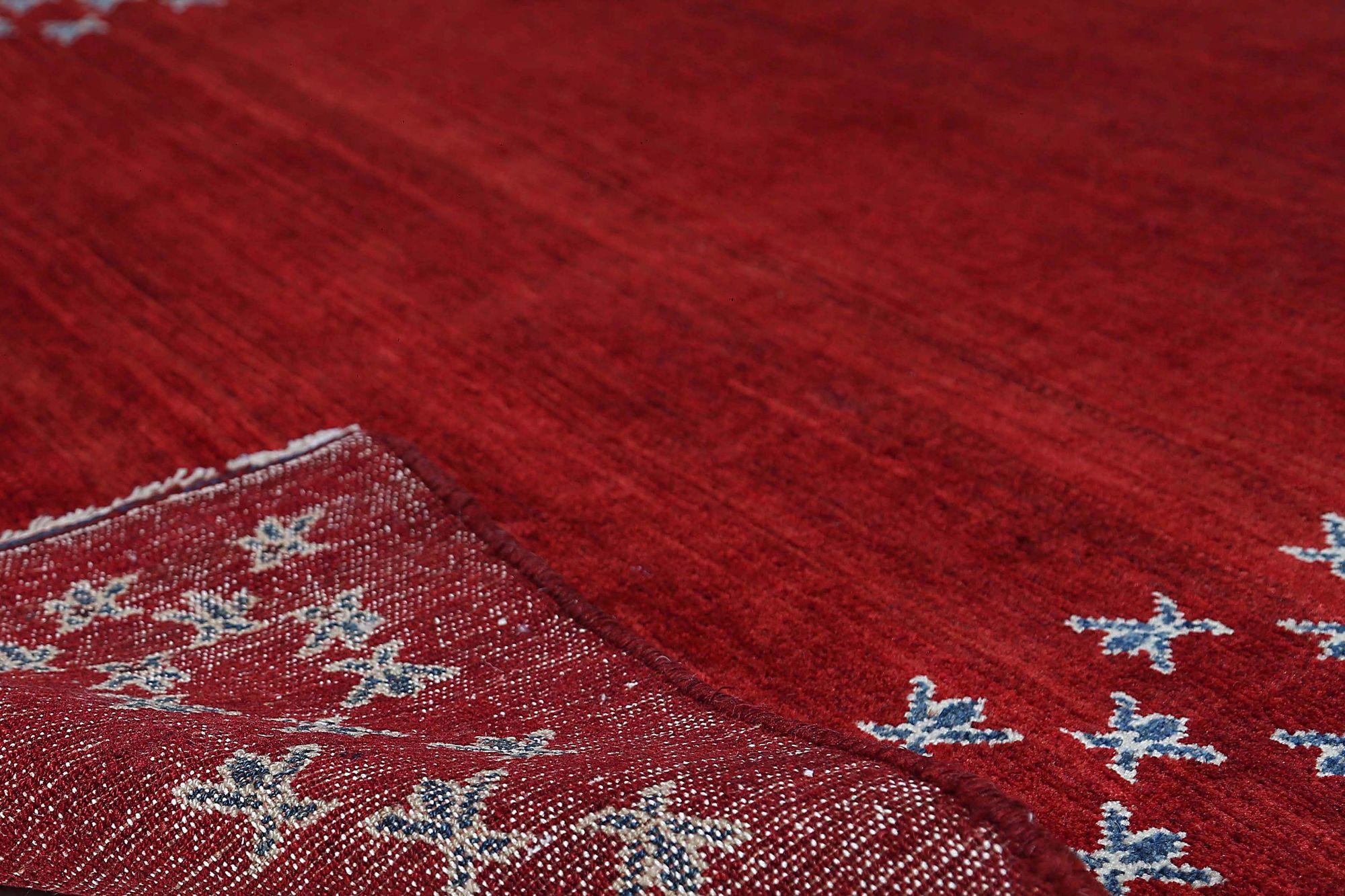 Persischer Bijar-Läufer aus Wolle – rotes Design – 96885 (Irakisch) im Angebot