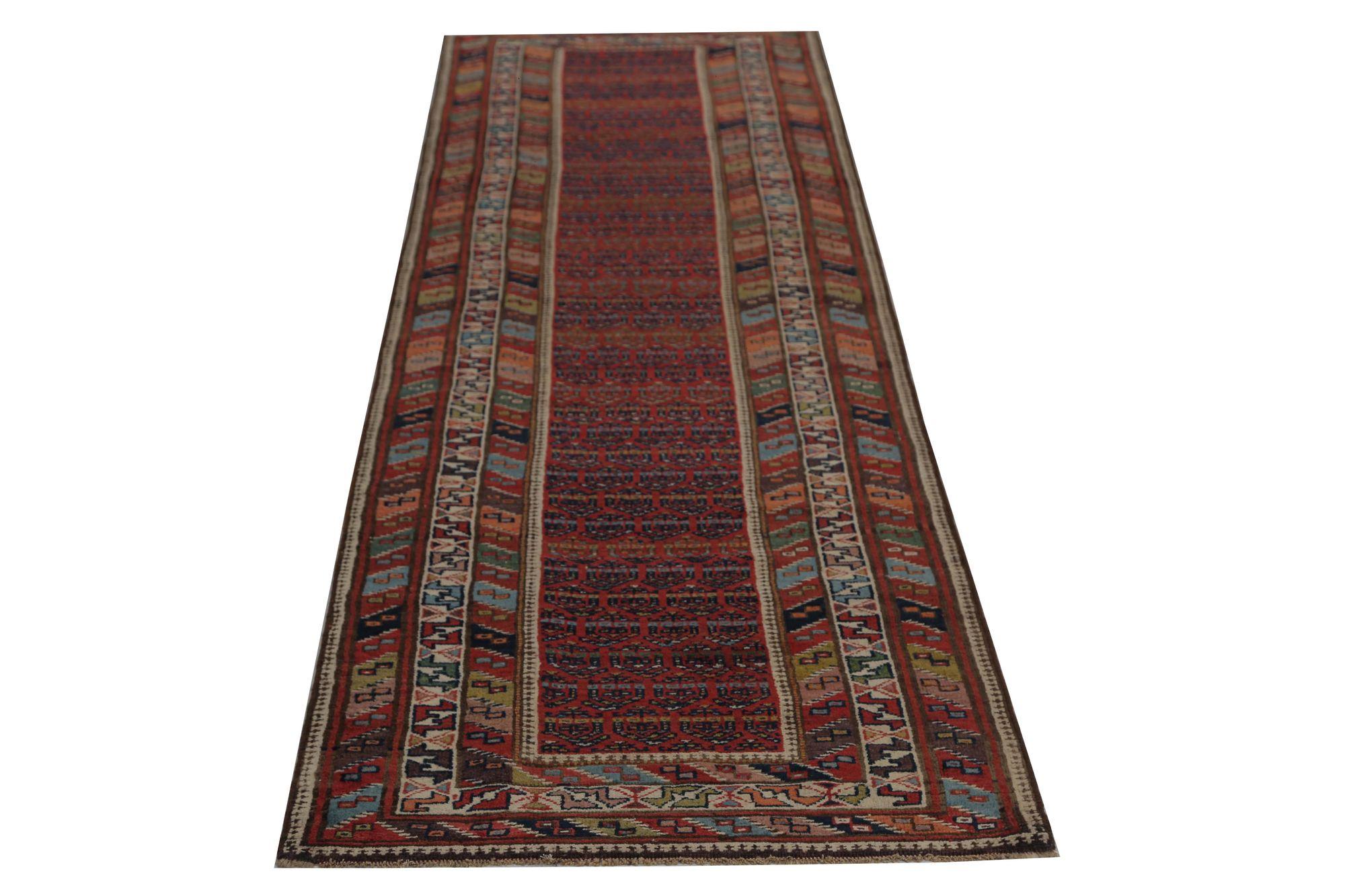 XX secolo Tappeto Persiano Bijar Runner - Design Rosso Lana - 97152 in vendita