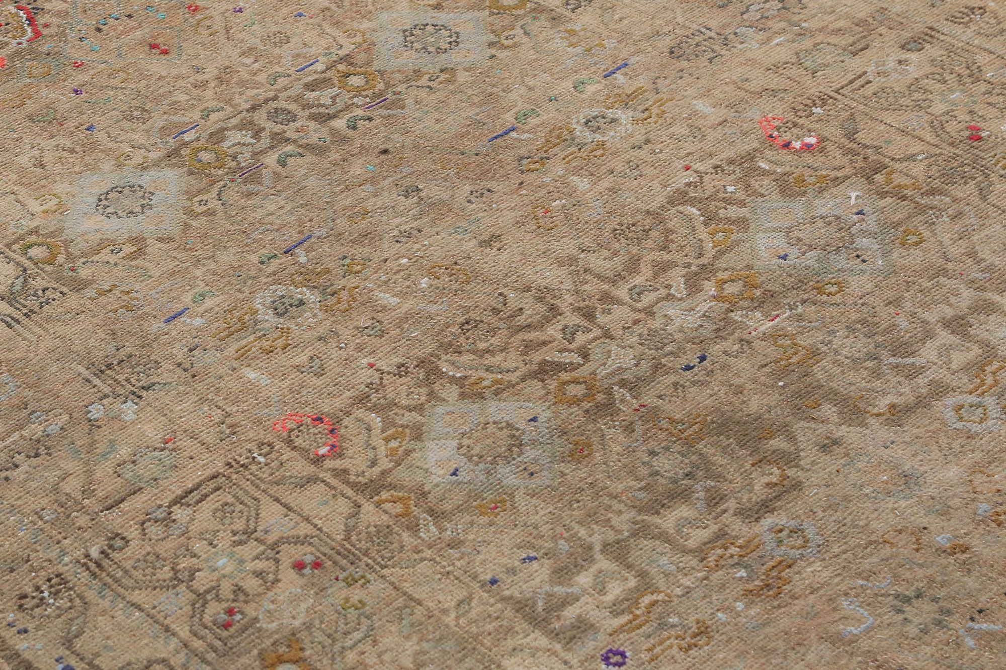 Iraqi Persian Bijar Runner Rug - Wool Red Taupe Design - 97667 For Sale