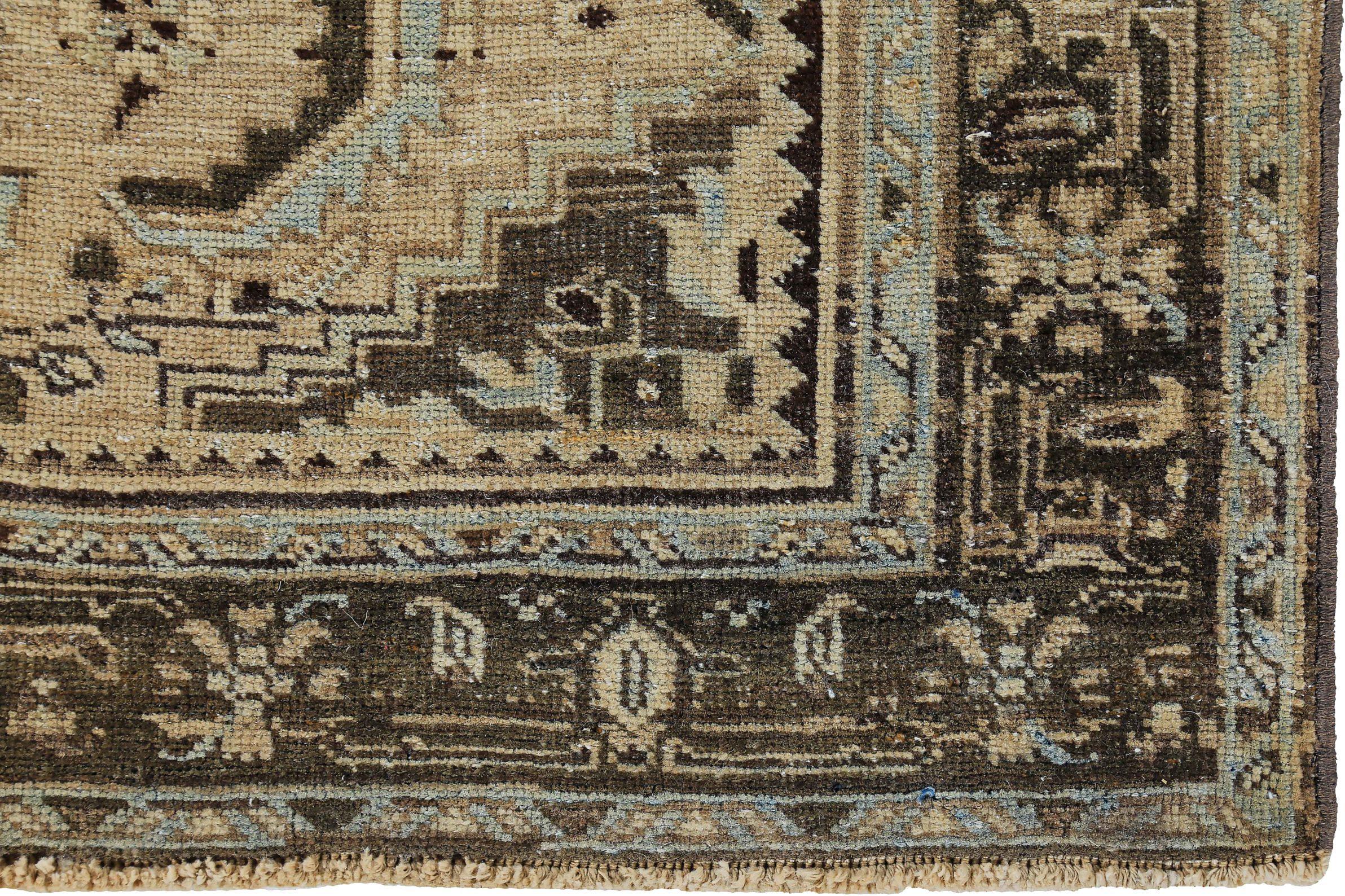 Asiatico Tappeto persiano Bijar Small - Lana Blu Marrone Avorio Design - 89688 in vendita