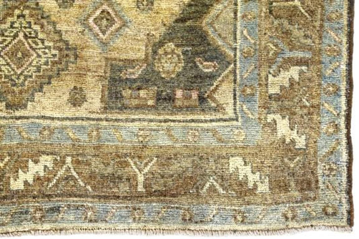 Persischer Bijar Small Teppich - Wolle Blau Braun Elfenbein Design - 91192 im Zustand „Hervorragend“ im Angebot in Dallas, TX