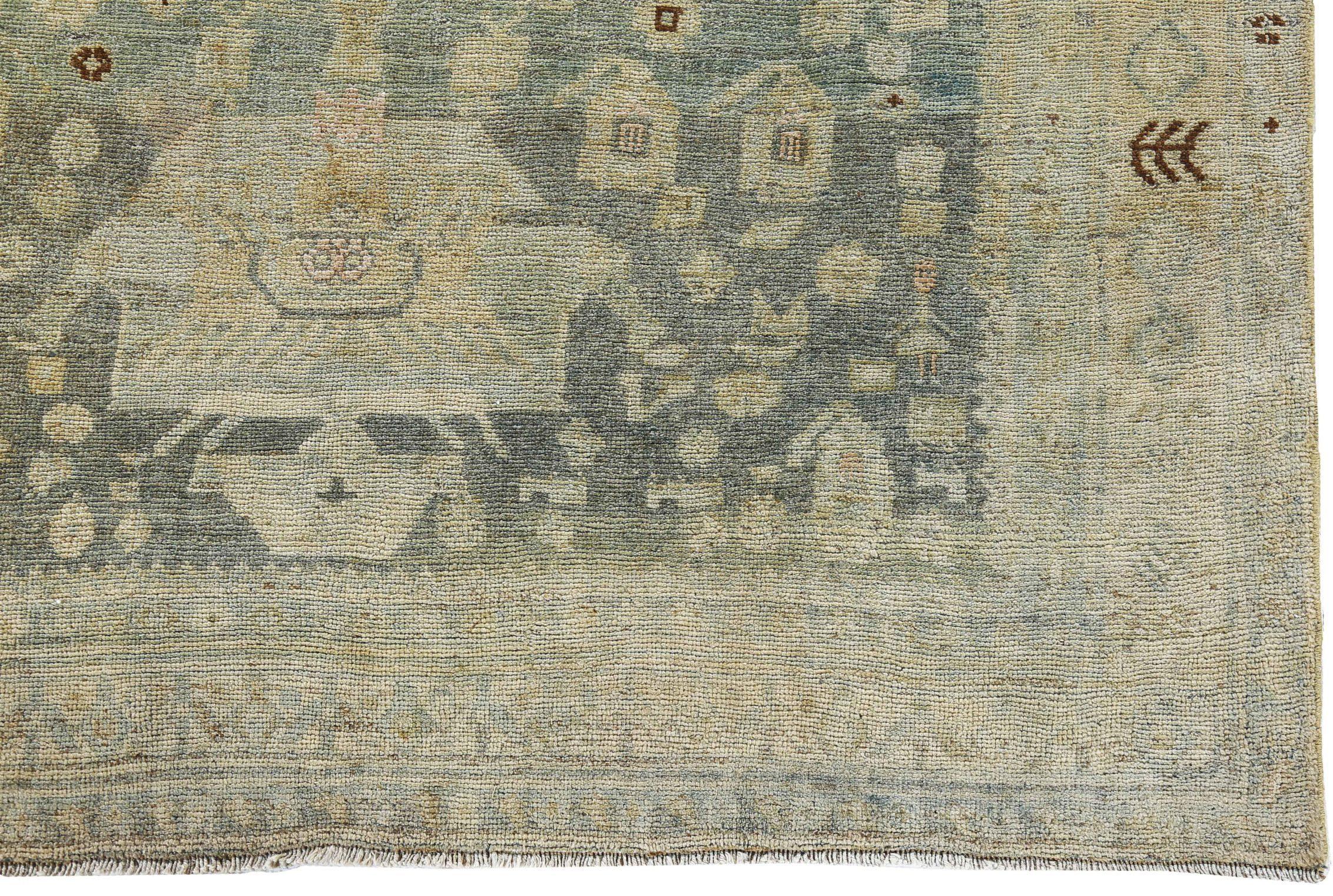 Persischer Bijar Small Teppich - Wolle Blau Braun Elfenbein Design - 91209 im Zustand „Hervorragend“ im Angebot in Dallas, TX