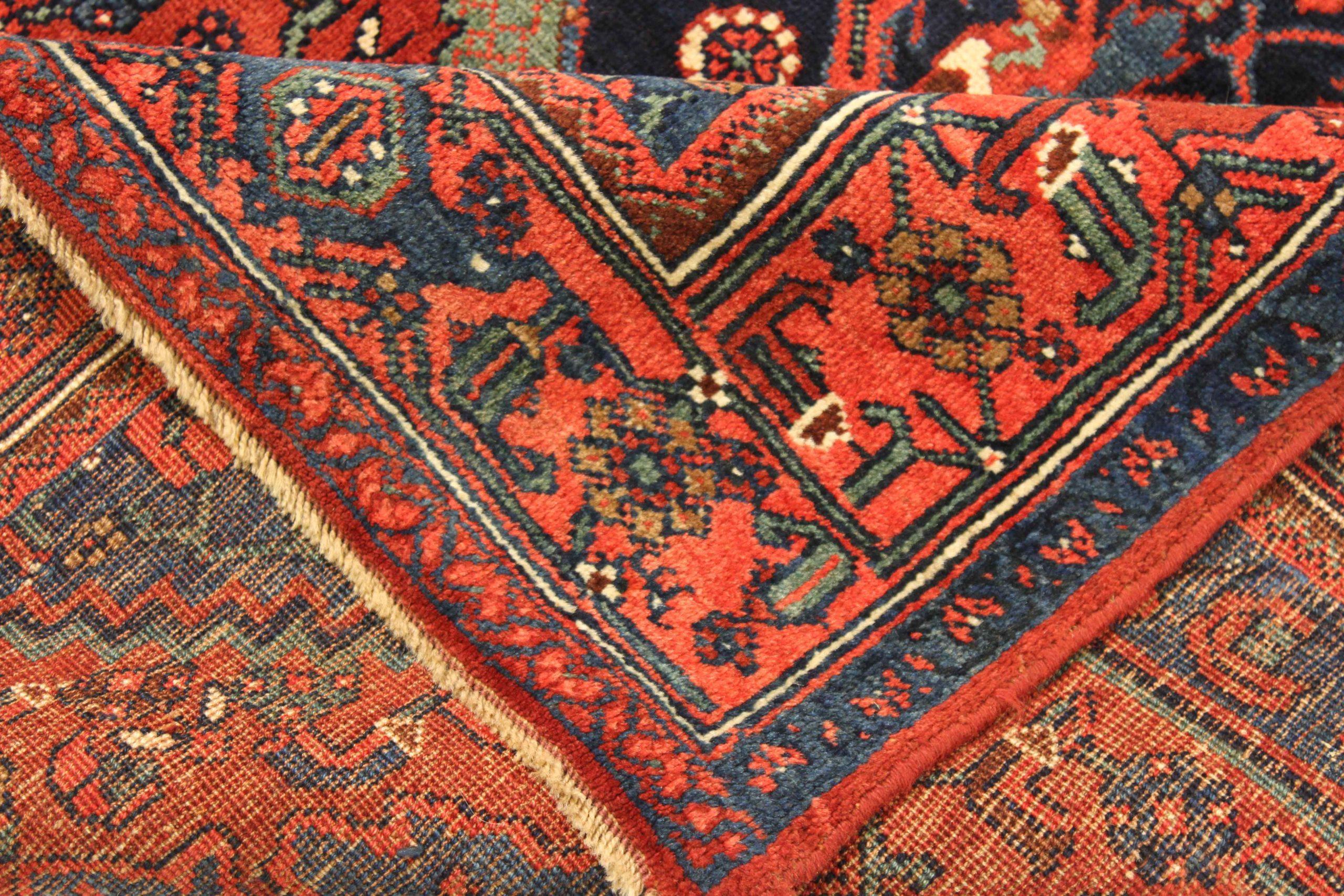 Persischer Bijar Kleiner Teppich aus Wolle in Blau, Marineblau, Blau und Rot 10643 (Asiatisch) im Angebot