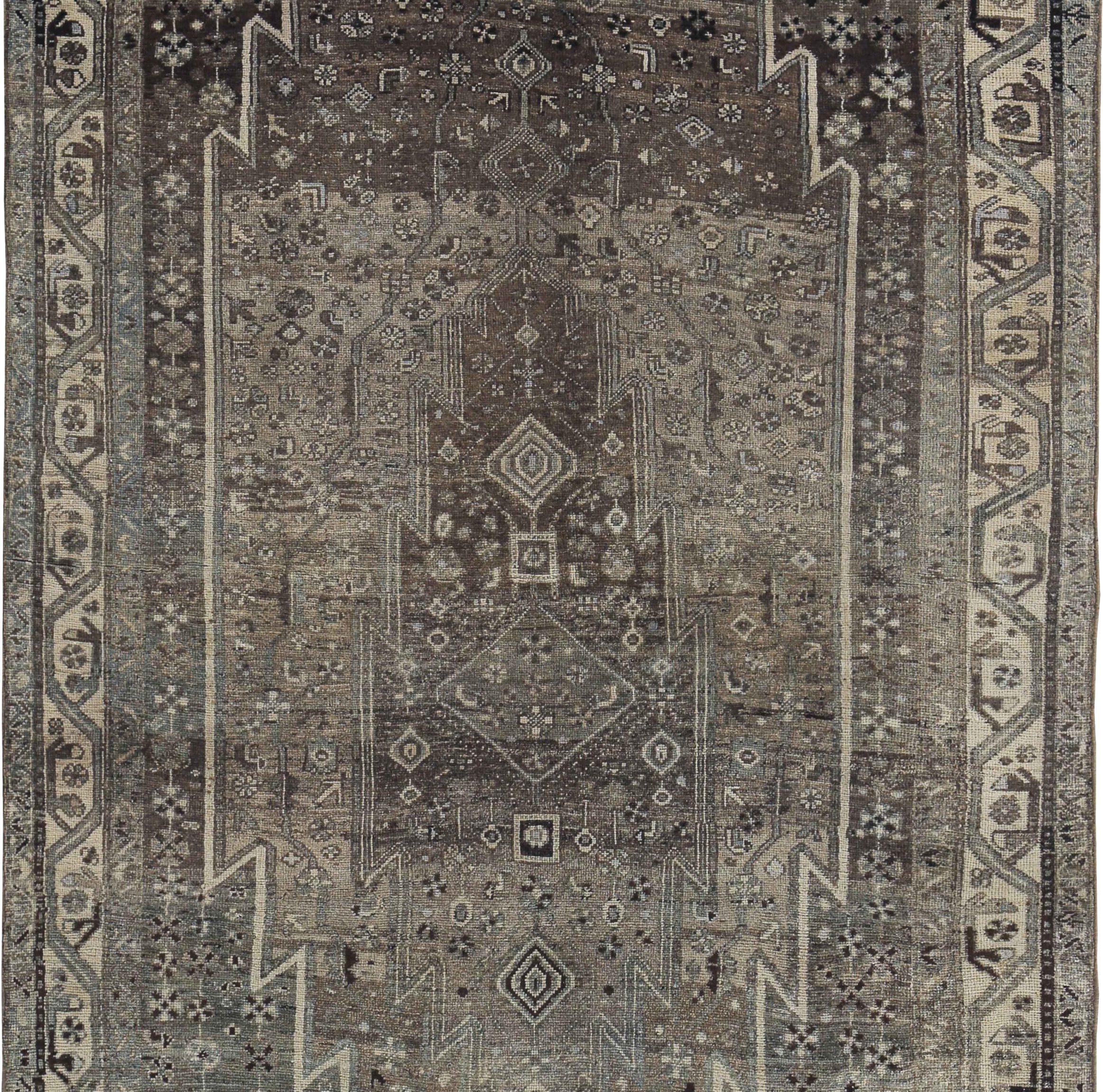 Persischer Bijar Small Teppich - Wolle Braun Grau Elfenbein Design - 89653 (Asiatisch) im Angebot